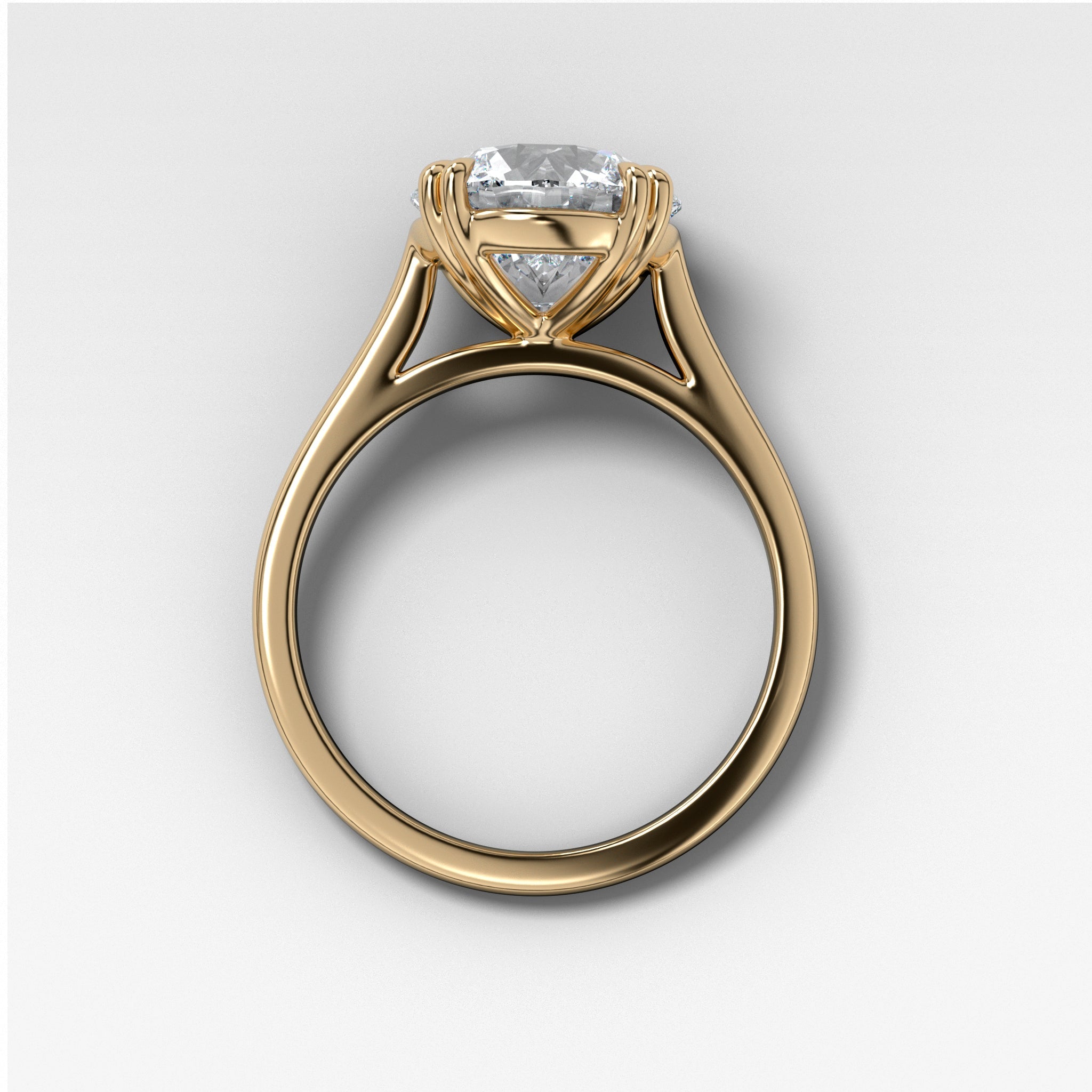 Signature Cathedral Solitaire Engagement Ring With Round Cut Diamond