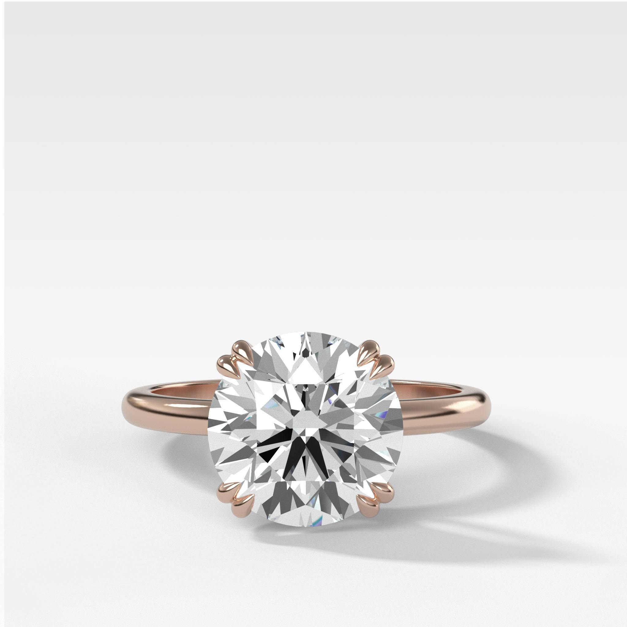Signature Cathedral Solitaire Engagement Ring With Round Cut Diamond