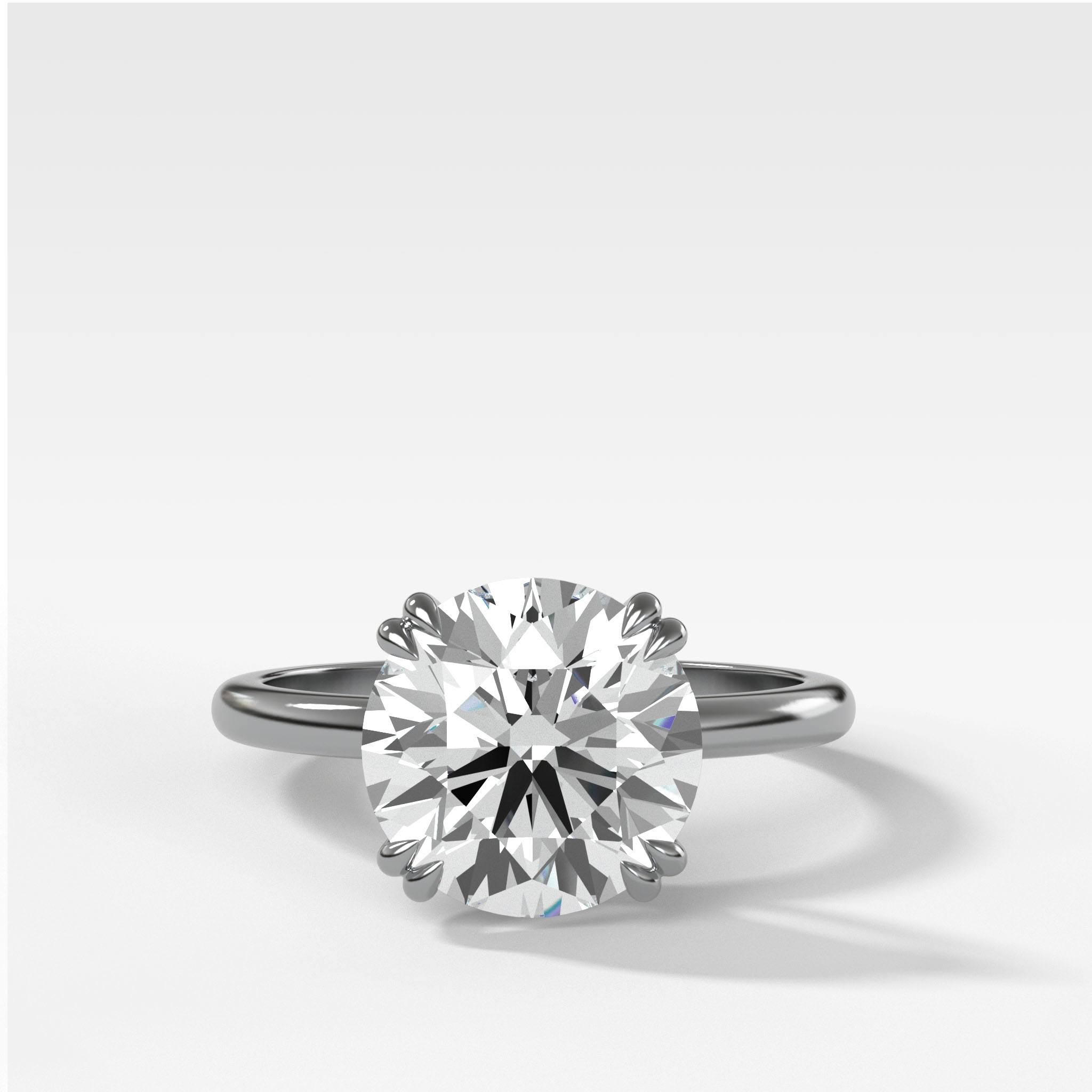 Signature Cathedral Solitaire Engagement Ring With Round Cut Diamond