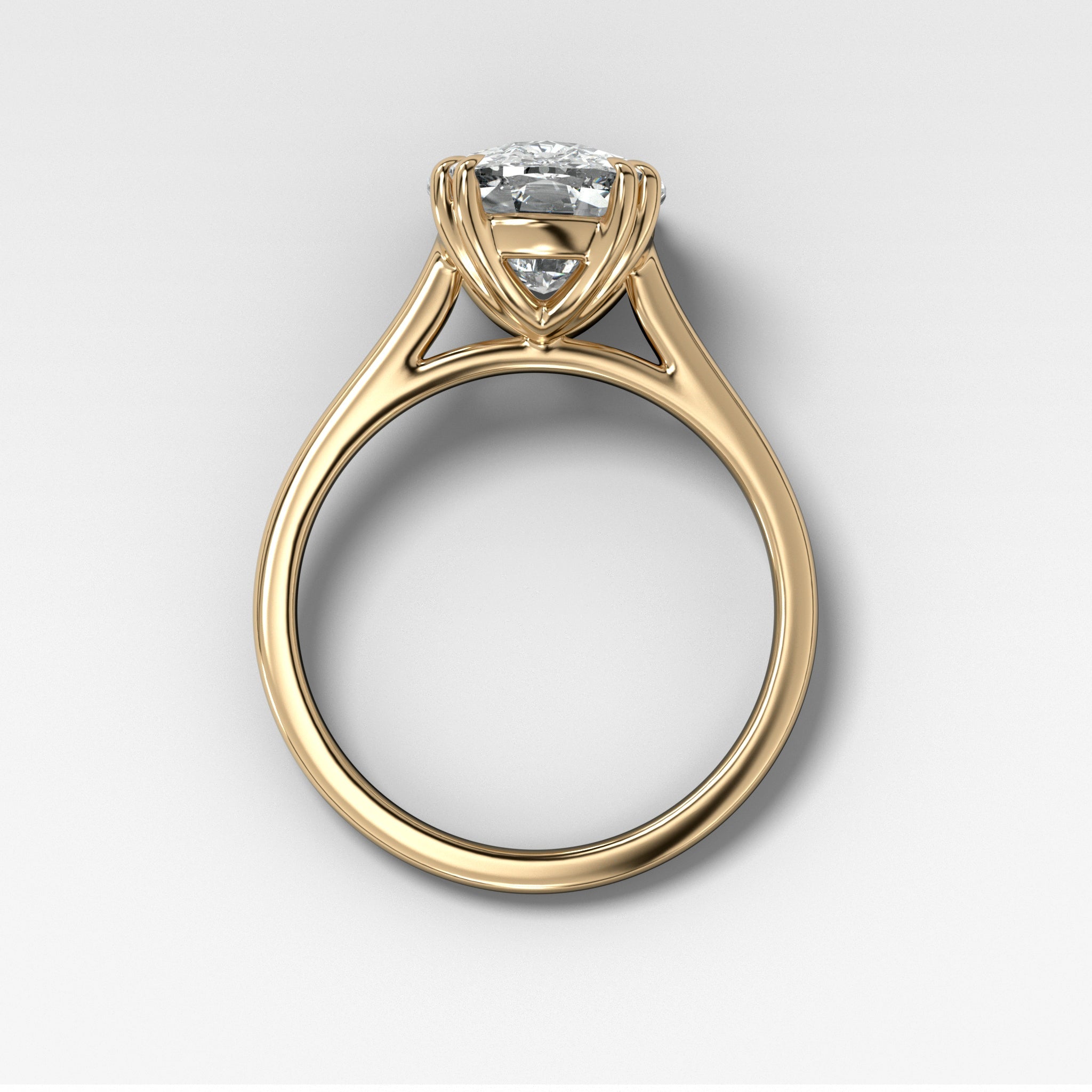 Signature Cathedral Solitaire Engagement Ring With Elongated Cushion Cut Diamond