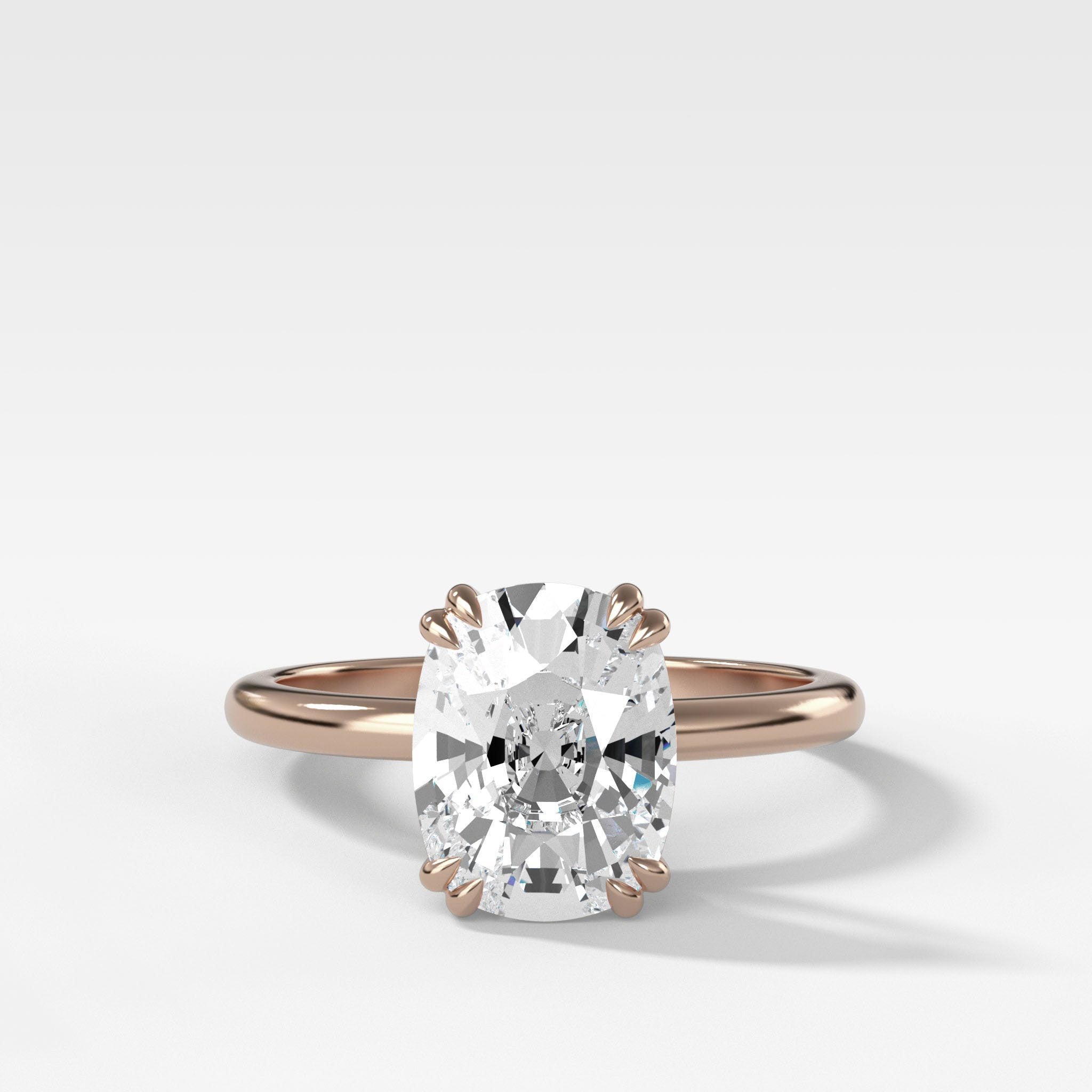 Signature Cathedral Solitaire Engagement Ring With Elongated Cushion Cut Diamond