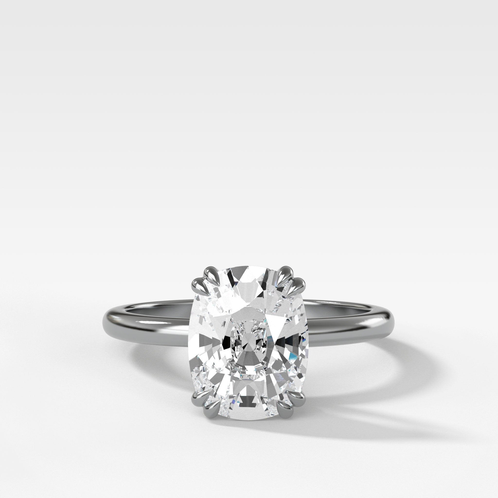 Signature Cathedral Solitaire Engagement Ring With Elongated Cushion Cut Diamond