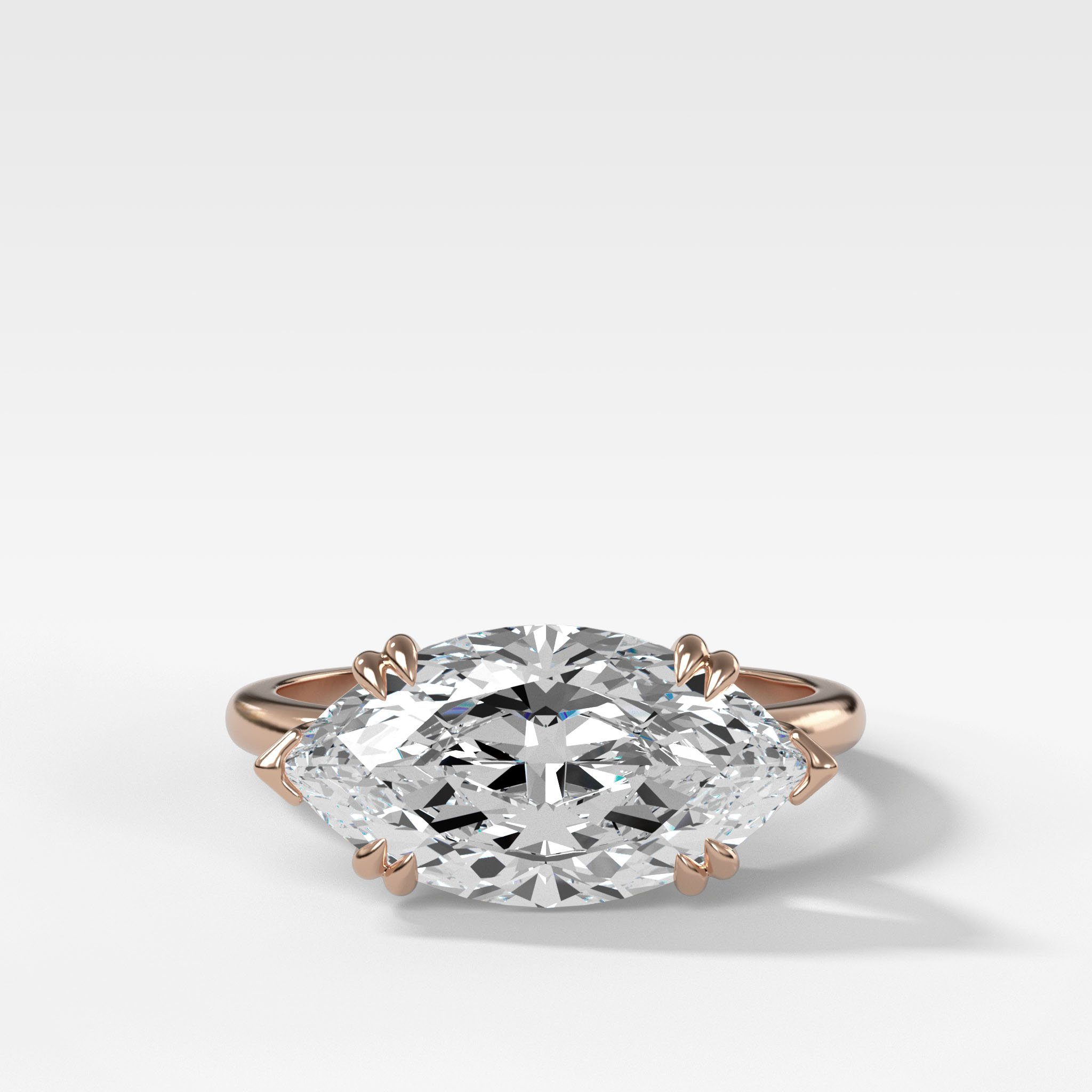 Signature Cathedral Solitaire Engagement Ring With Marquise Cut Diamond (East West)