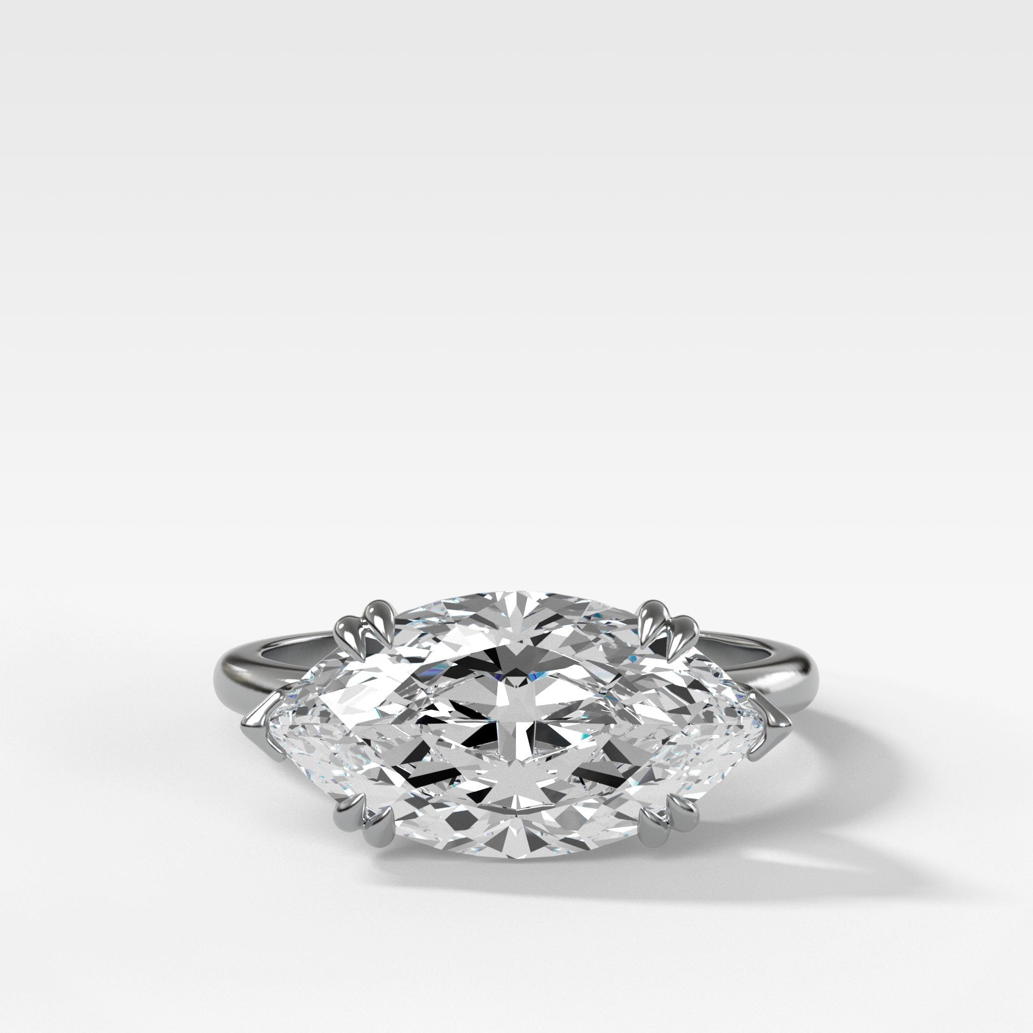 Signature Cathedral Solitaire Engagement Ring With Marquise Cut Diamond (East West)