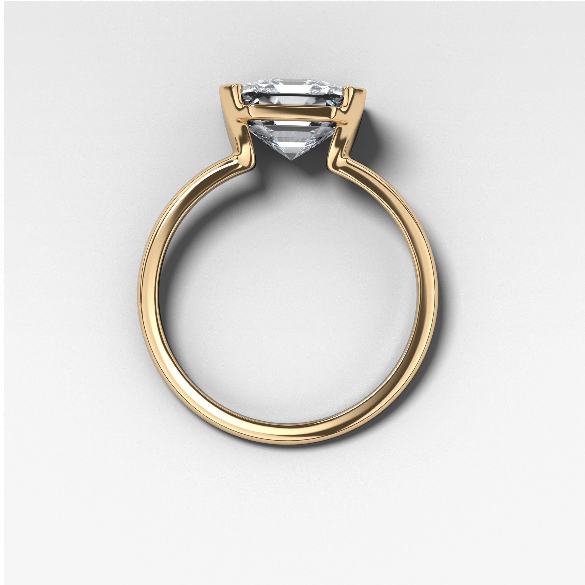 Half Bezel Solitaire Engagement Ring With Asscher Cut Diamond