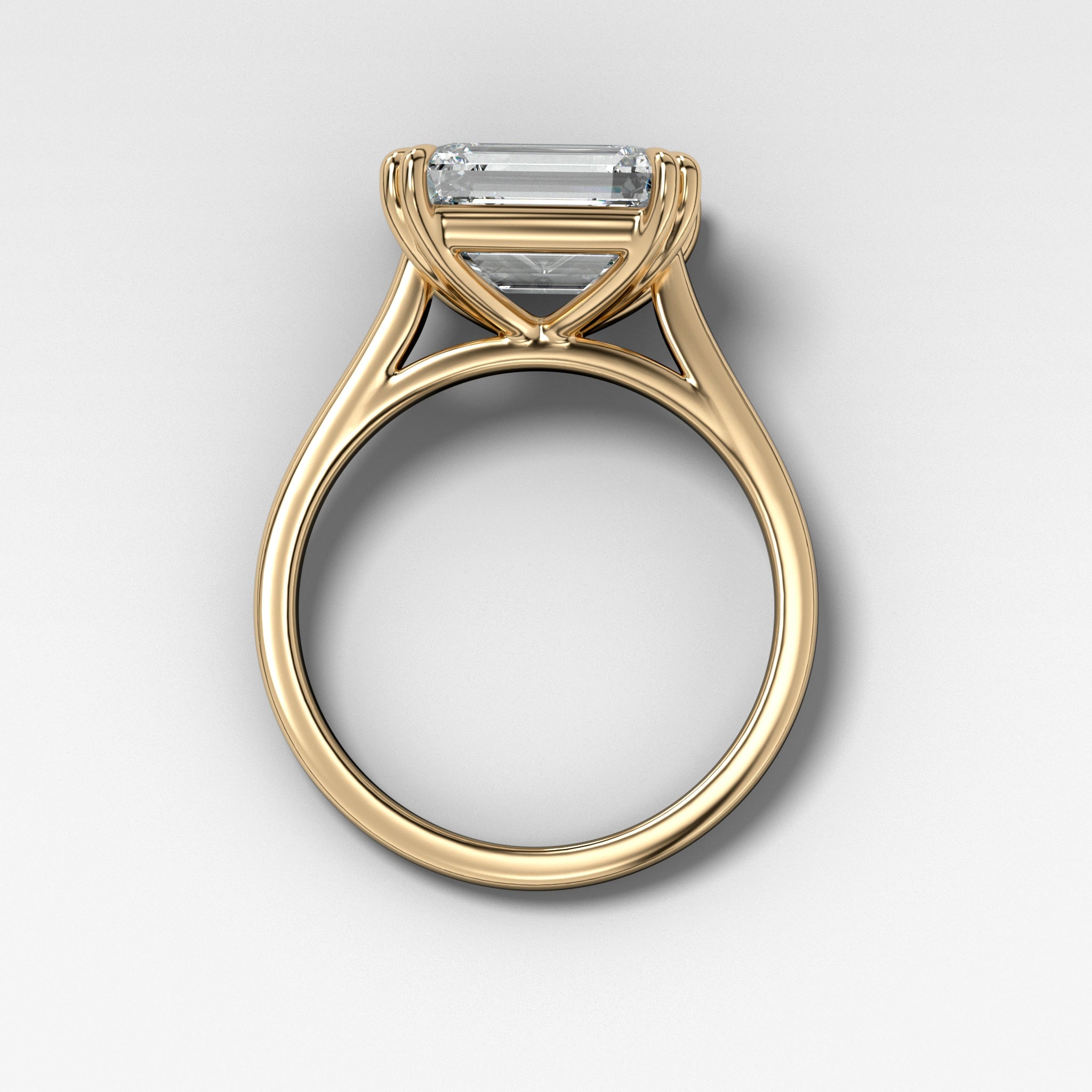 Signature Cathedral Solitaire Engagement Ring With Emerald Cut Diamond (East West)