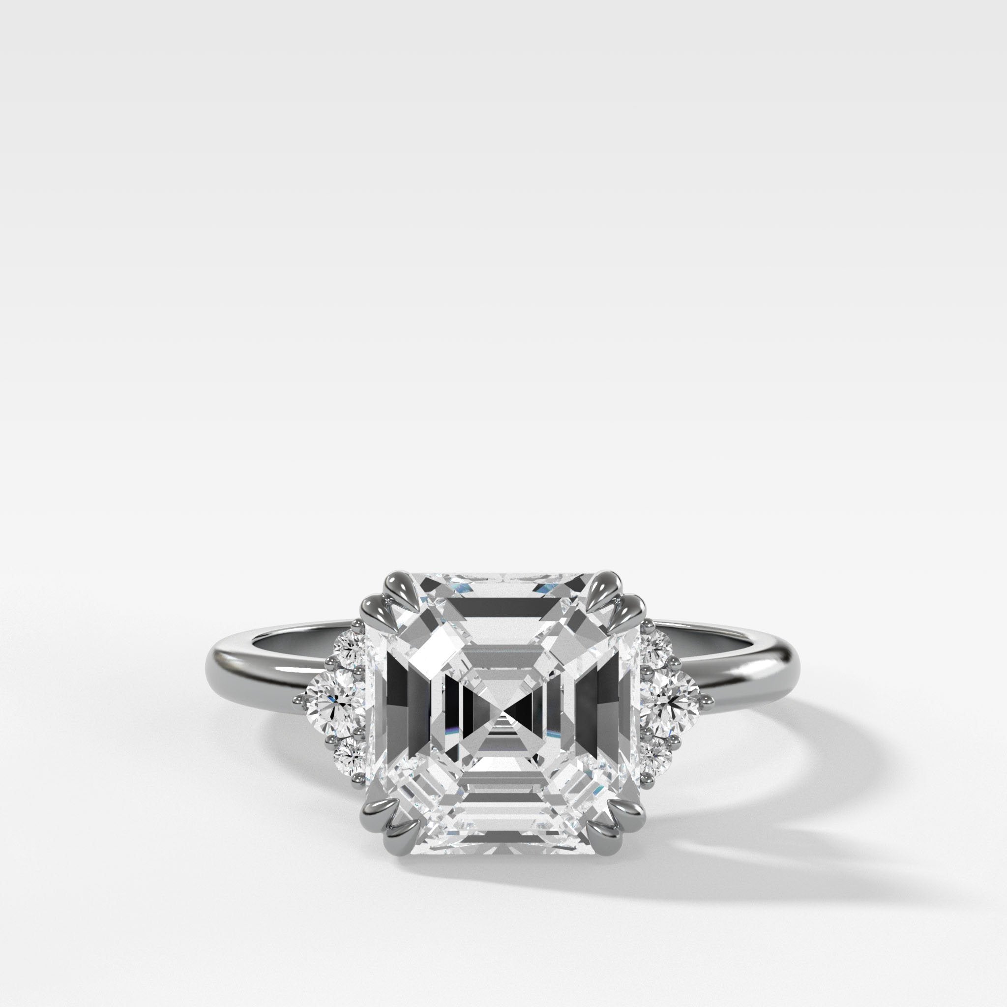 Signature Cluster Engagement Ring With Asscher Cut Diamond
