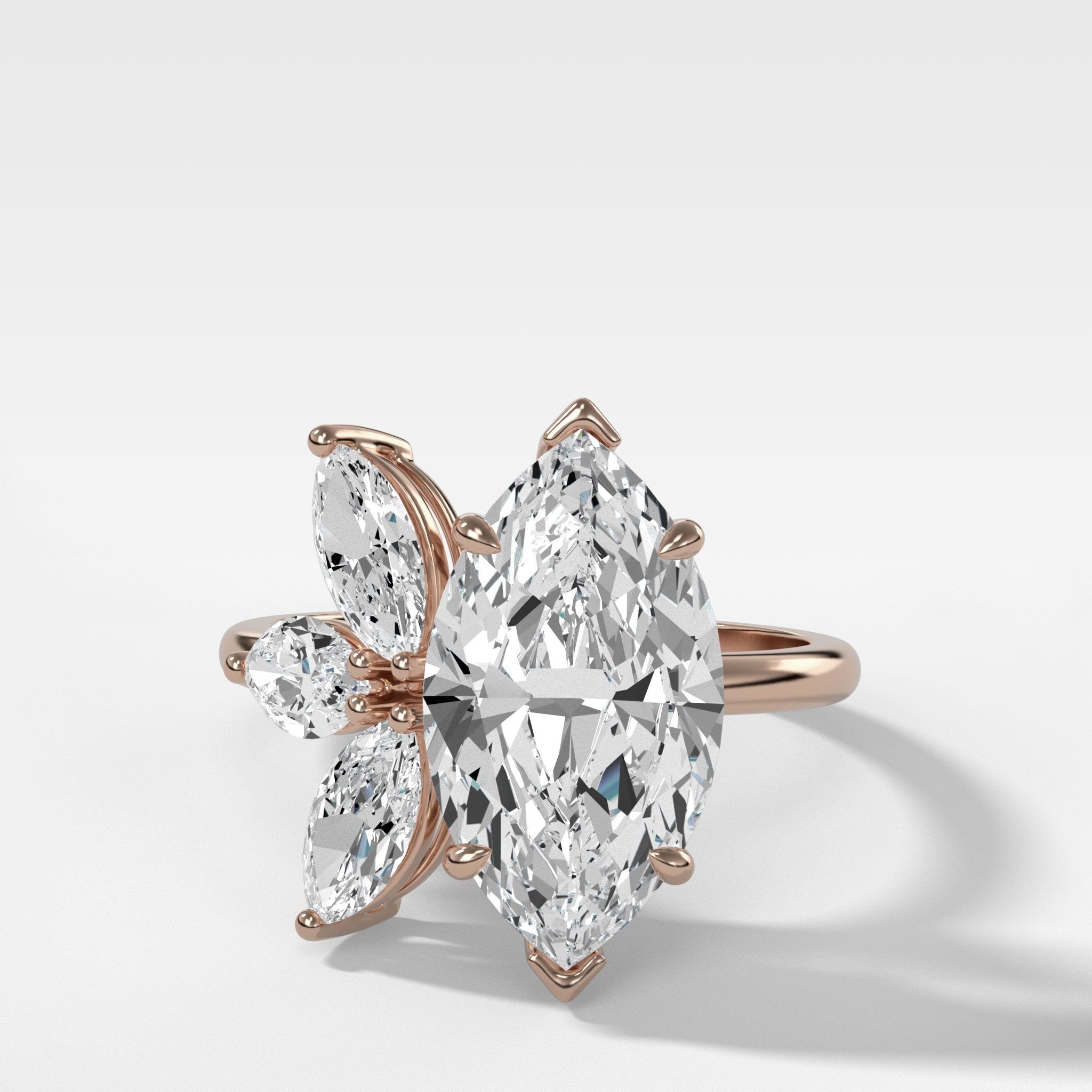 Lotus Engagement Ring With Marquise Cut Diamond