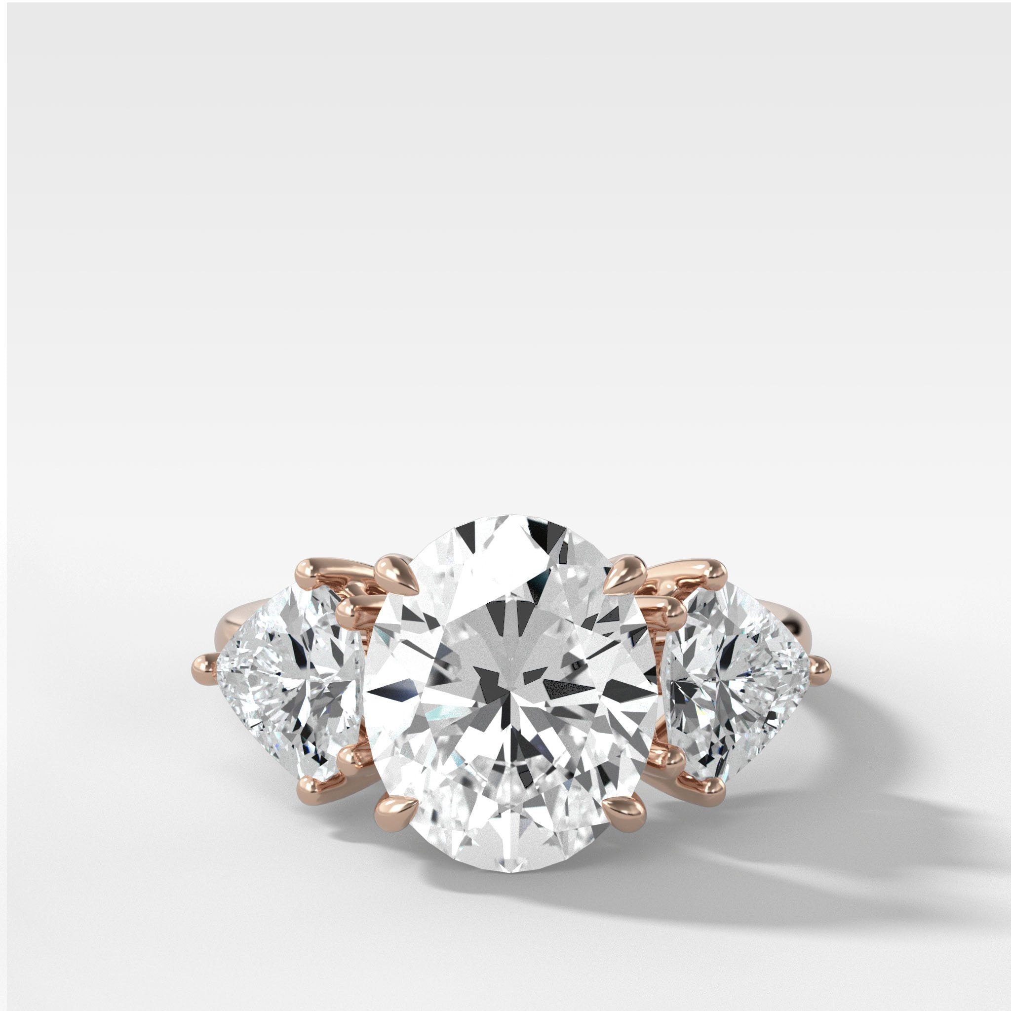 Three Stone Oval Cut Engagement Ring With Epaulette Diamond Sides