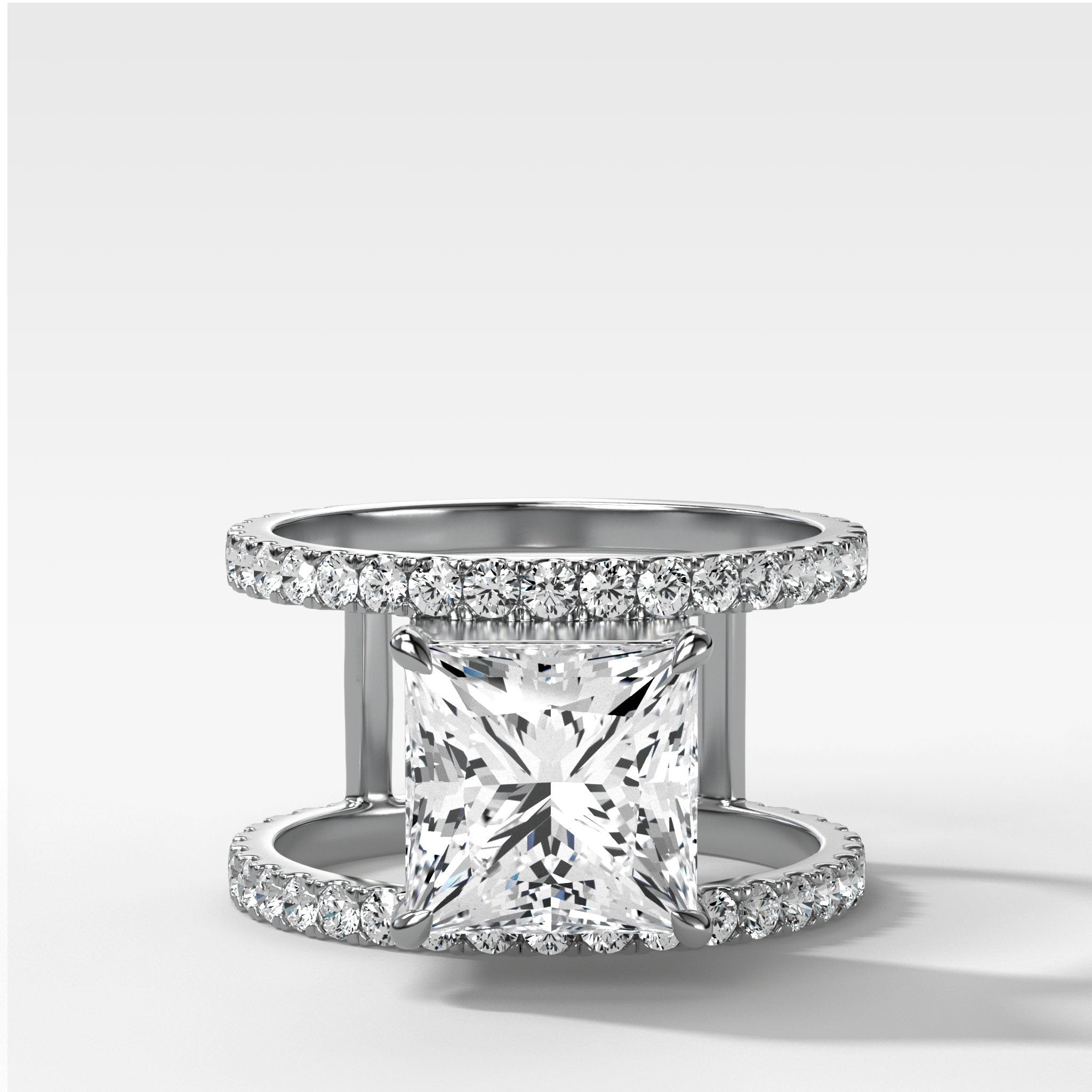 Double Row Gap Engagement Ring With Princess Cut Diamond