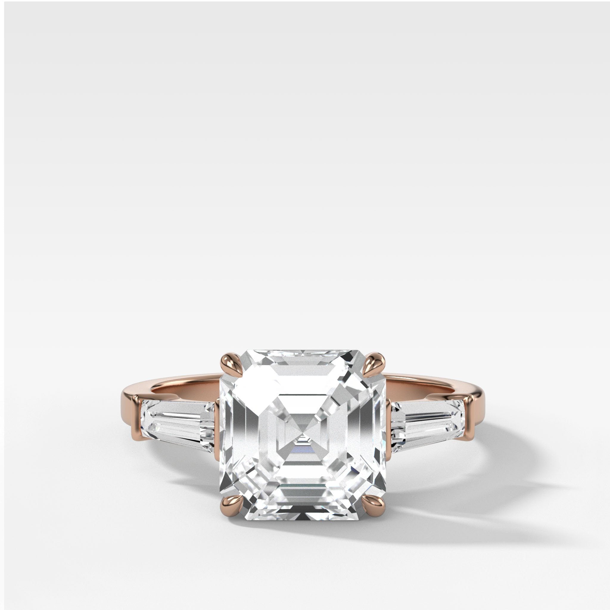 Translunar Tapered Baguette Engagement Ring With Asscher Cut Diamond