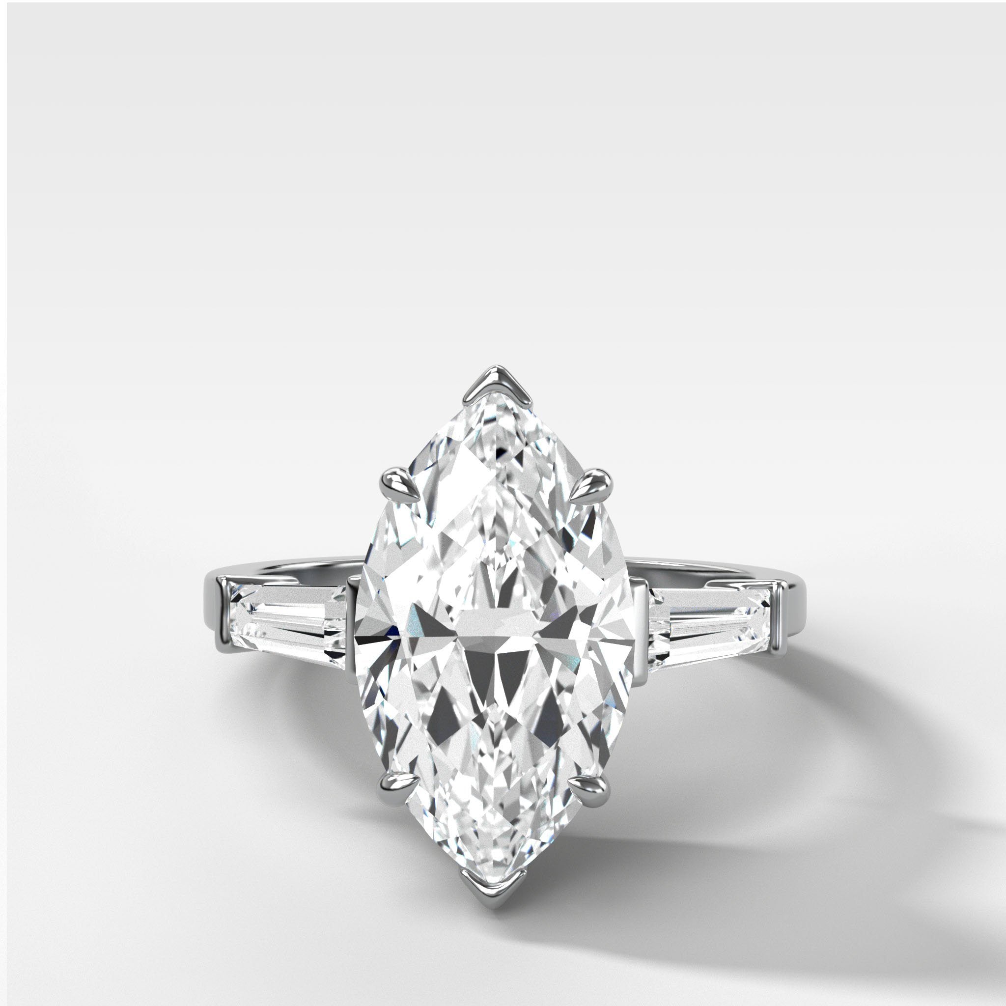 Translunar Tapered Baguette Engagement Ring With Marquise Cut Diamond