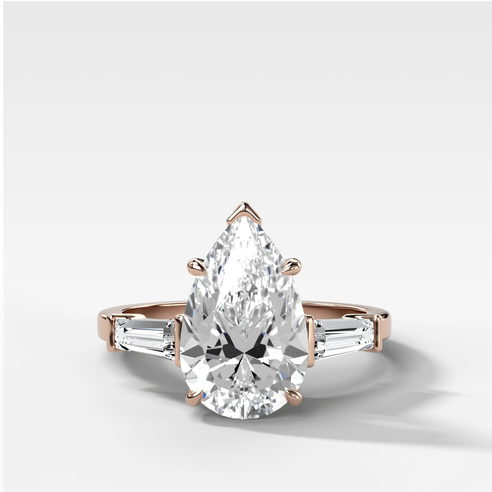 Translunar Tapered Baguette Engagement Ring With Pear Cut Diamond