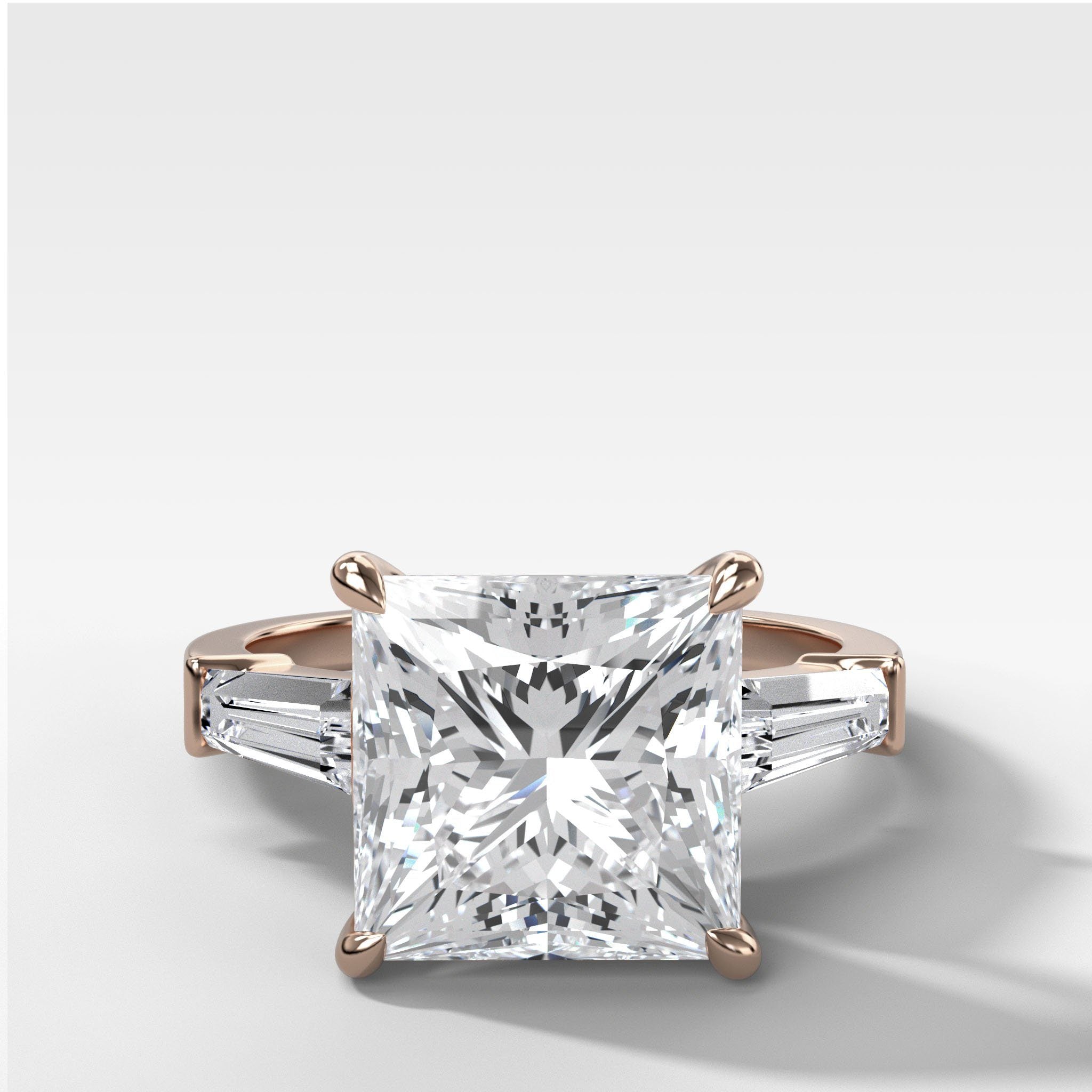 Translunar Tapered Baguette Engagement Ring With Princess Cut Diamond
