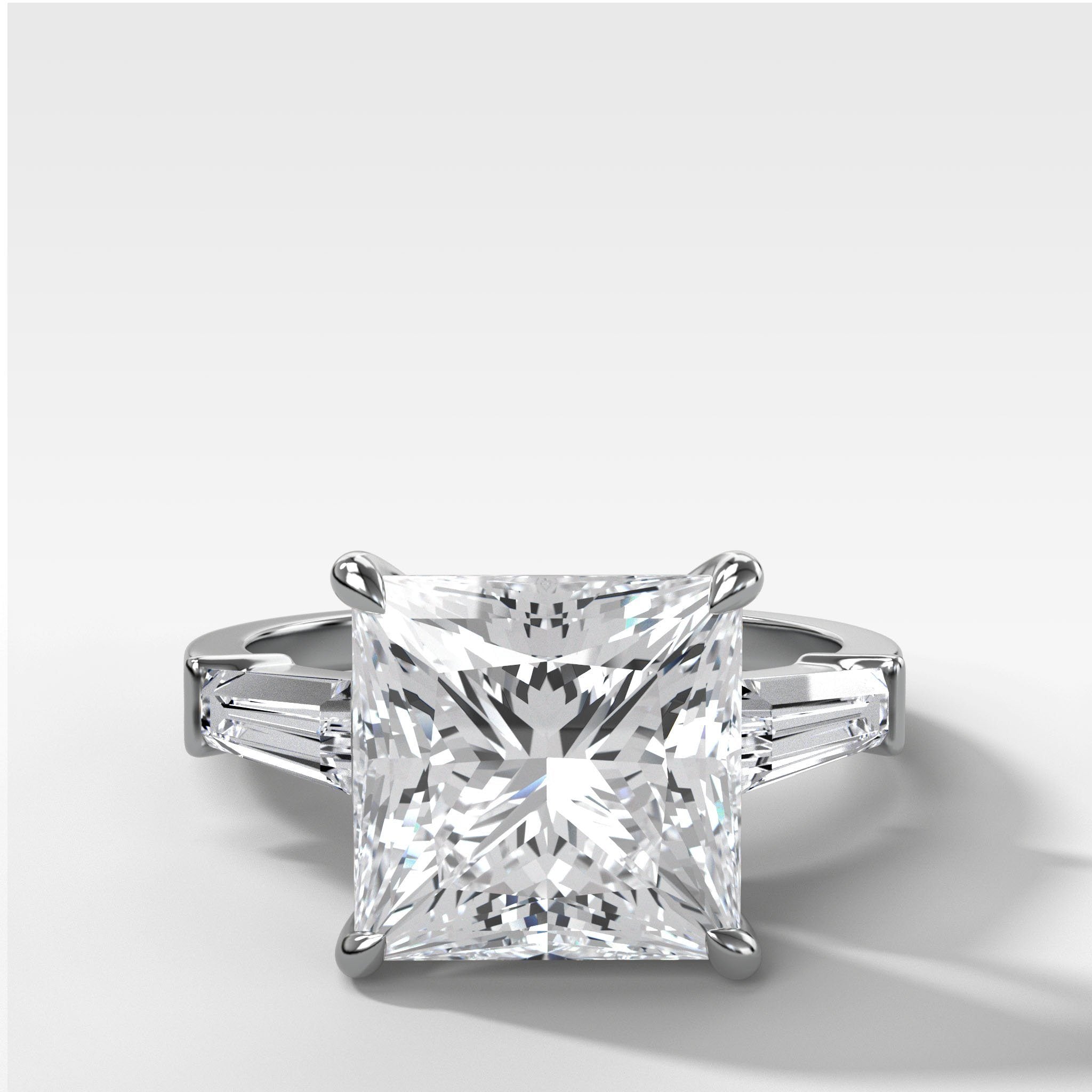 Translunar Tapered Baguette Engagement Ring With Princess Cut Diamond