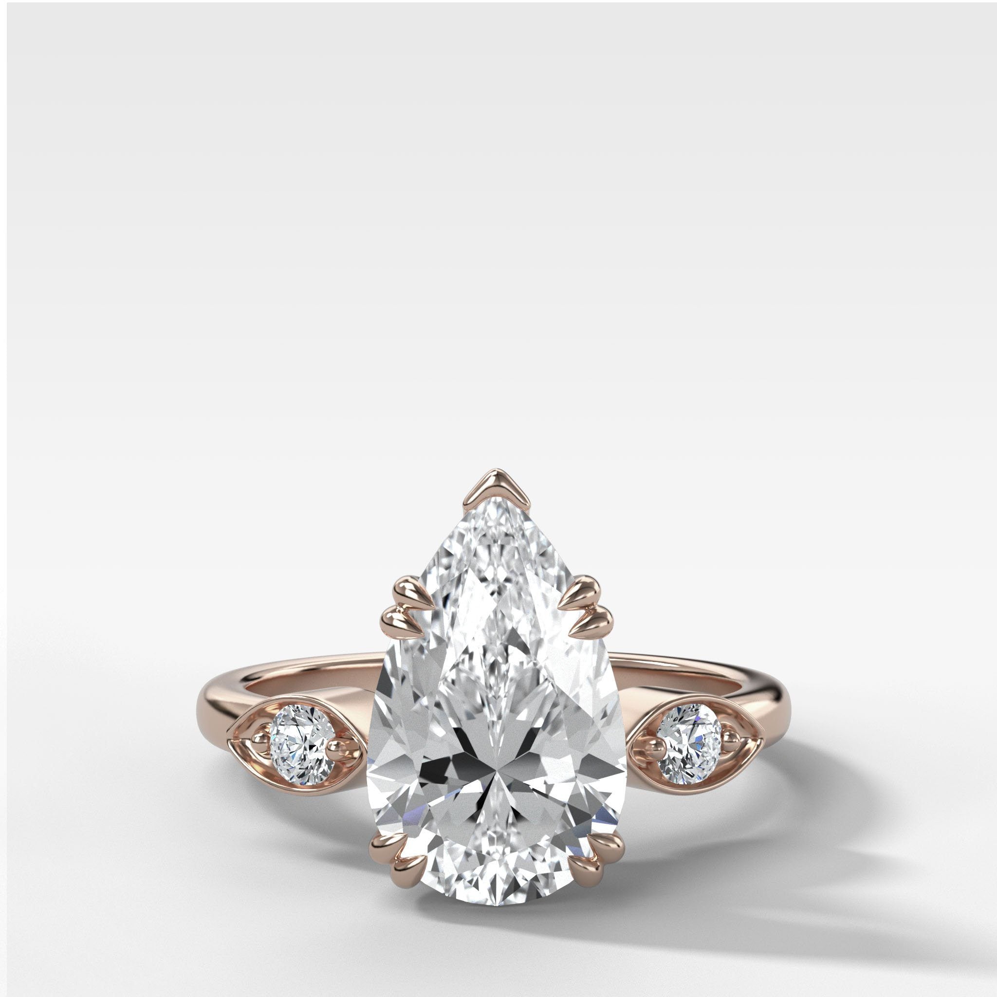 Vintage Ridge Shank Diamond Engagement Ring With Pear Cut Diamond