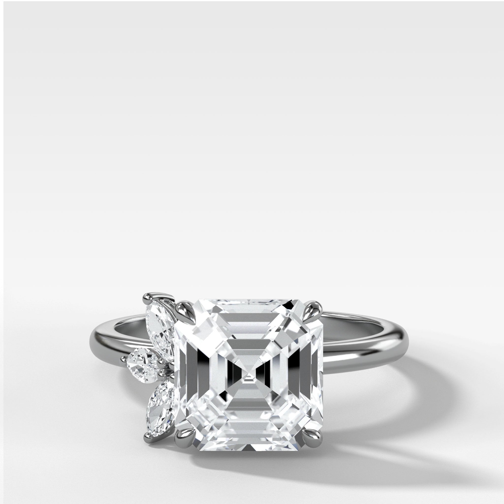 Lotus Engagement Ring With Asscher Cut Diamond