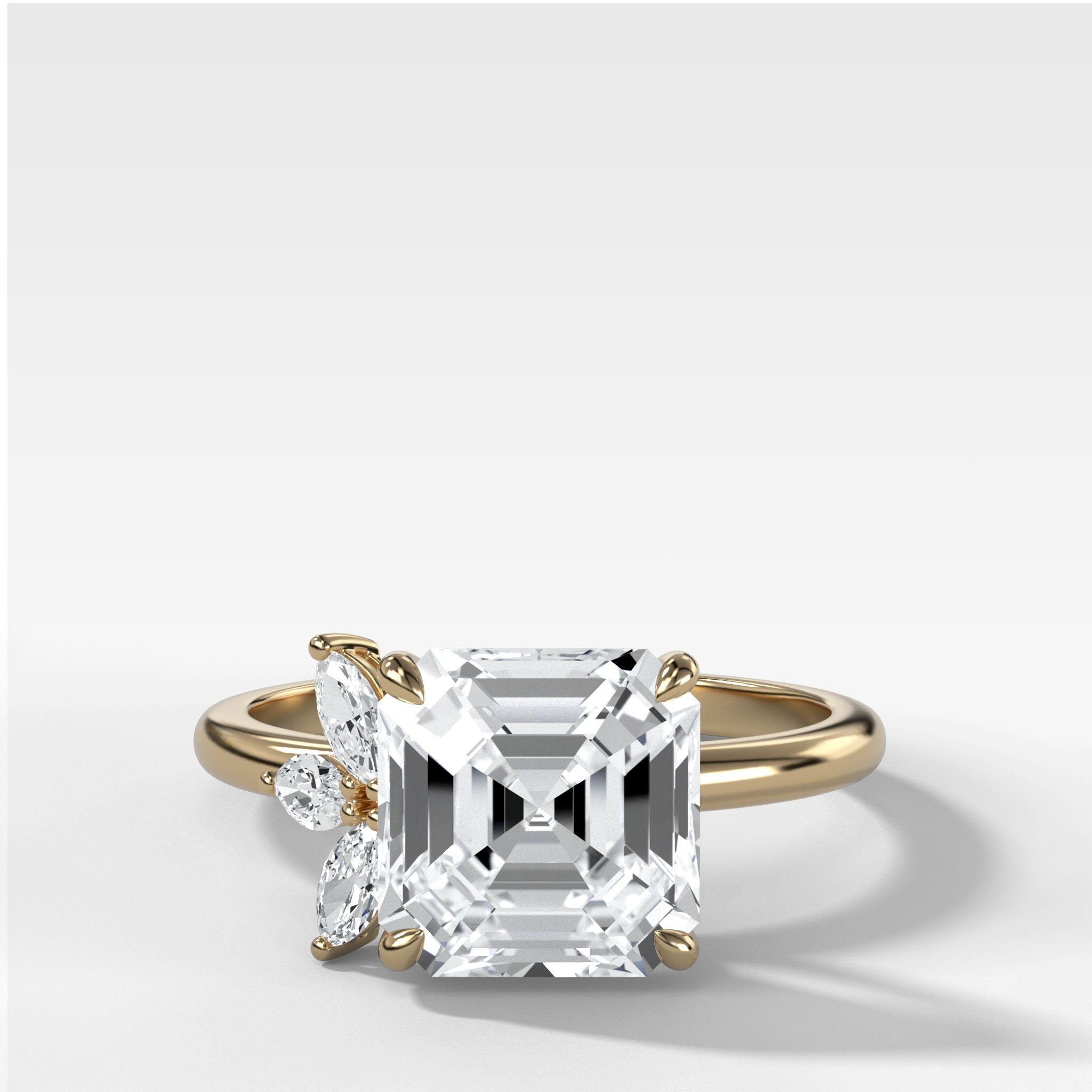 Lotus Engagement Ring With Asscher Cut Diamond
