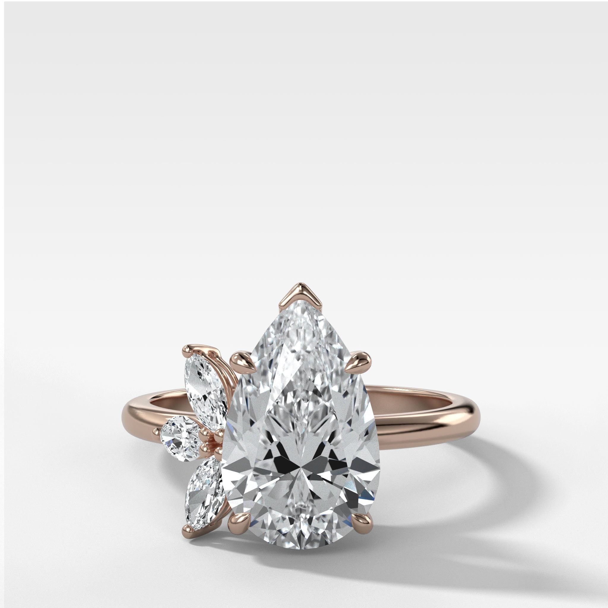 Lotus Engagement Ring With Pear Cut Diamond