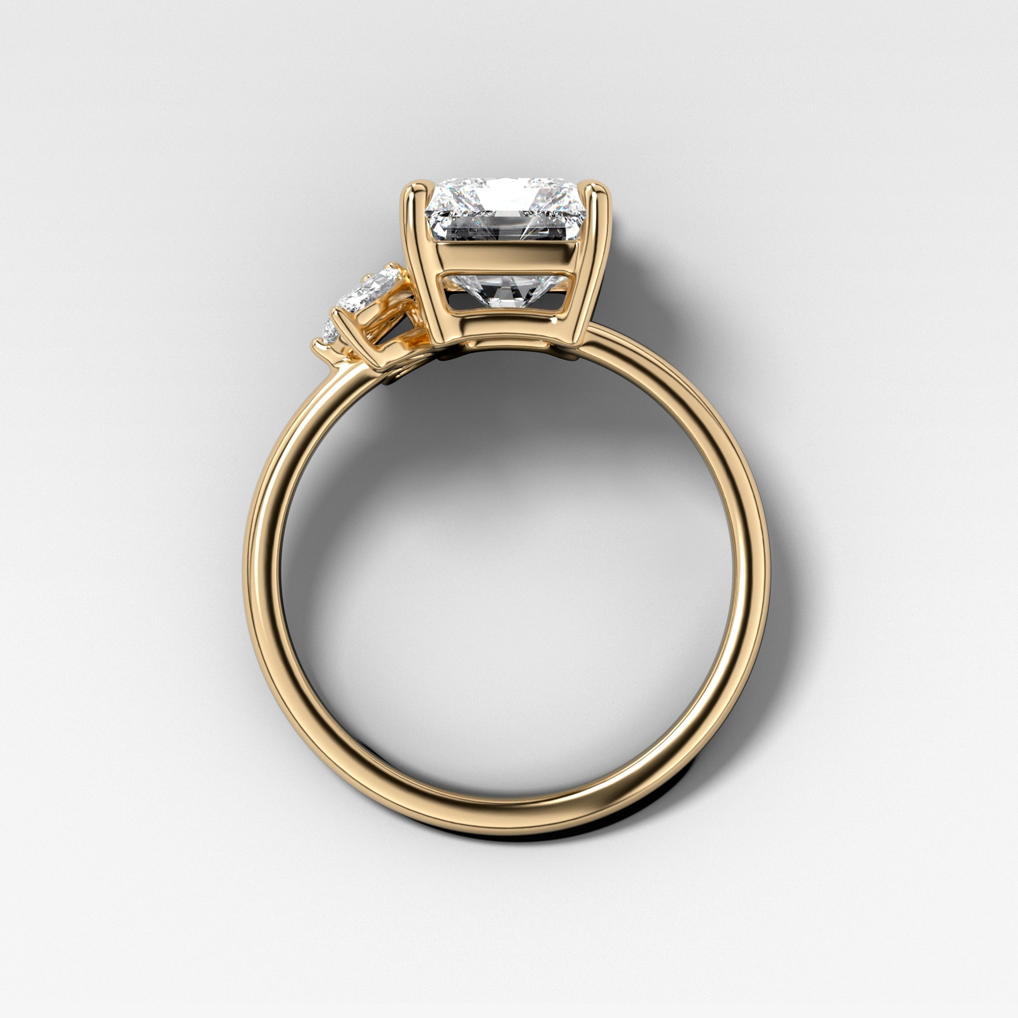 Lotus Engagement Ring With Elongated Radiant Cut Diamond