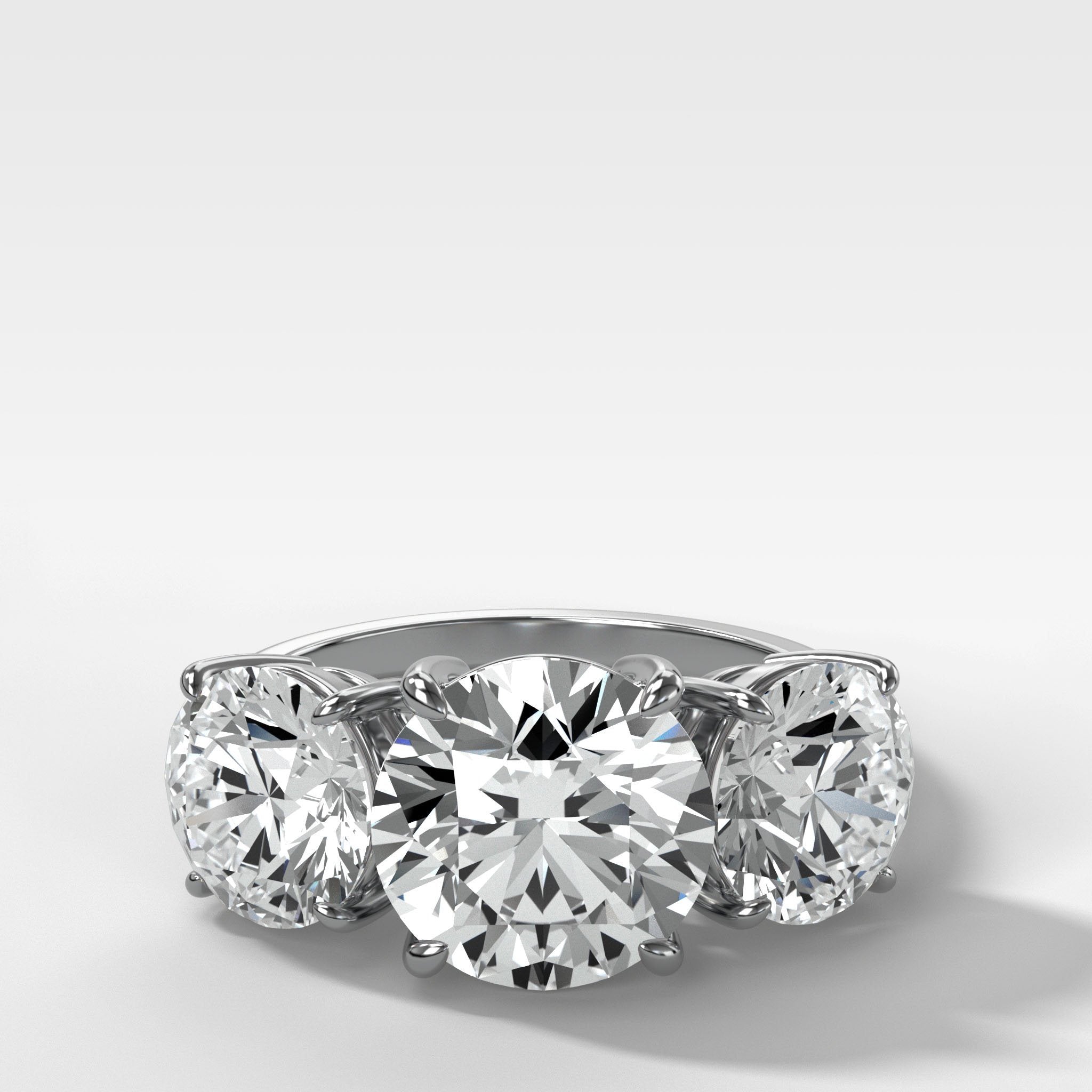 Triad Engagement Ring With Round Cut Diamonds