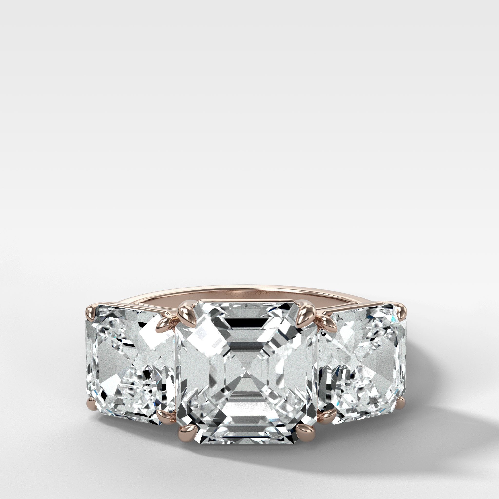Triad Engagement Ring With Asscher Cut Diamonds
