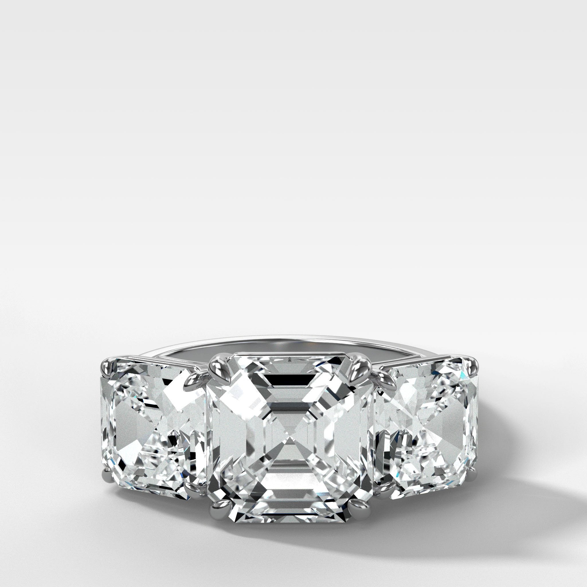 Triad Engagement Ring With Asscher Cut Diamonds