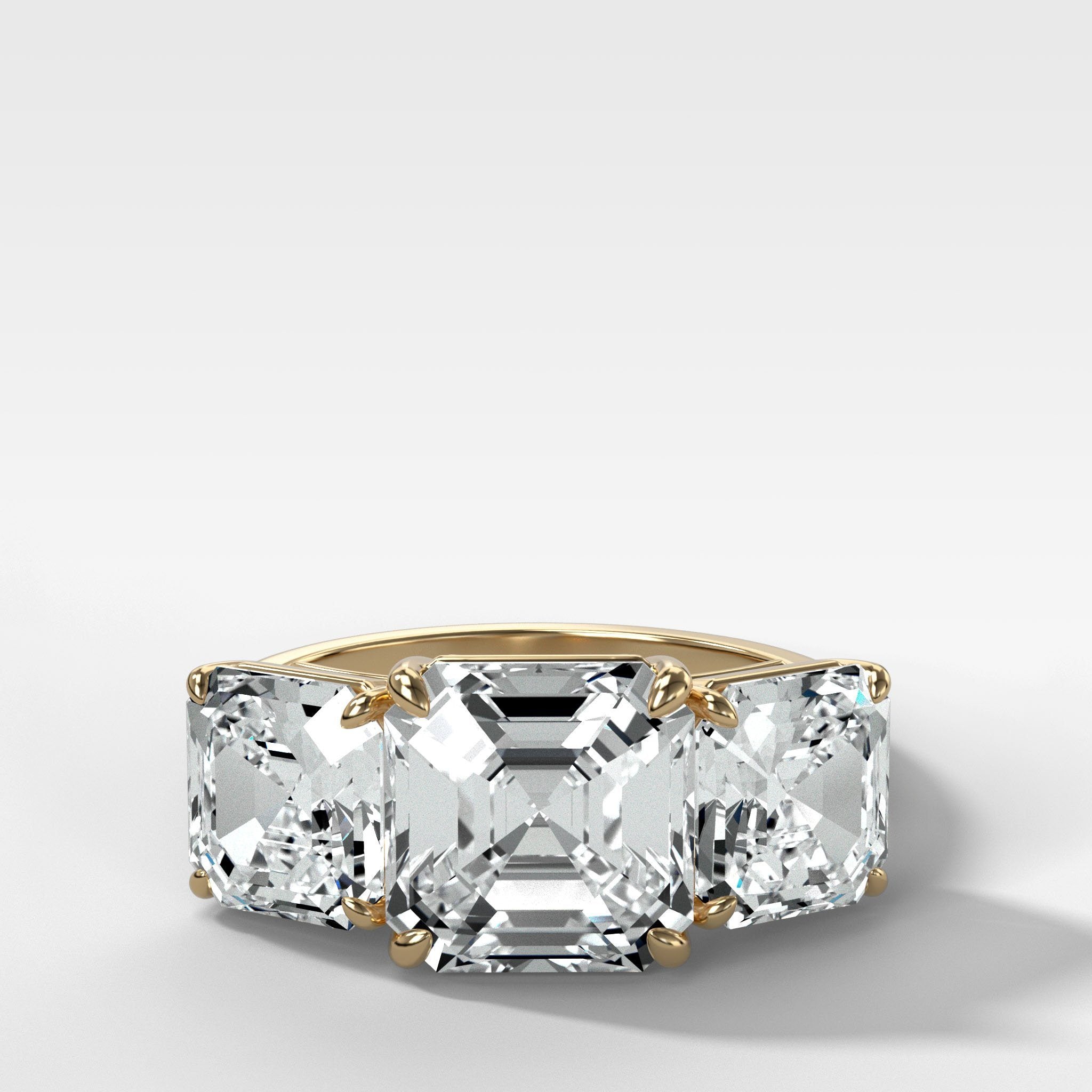 Triad Engagement Ring With Asscher Cut Diamonds