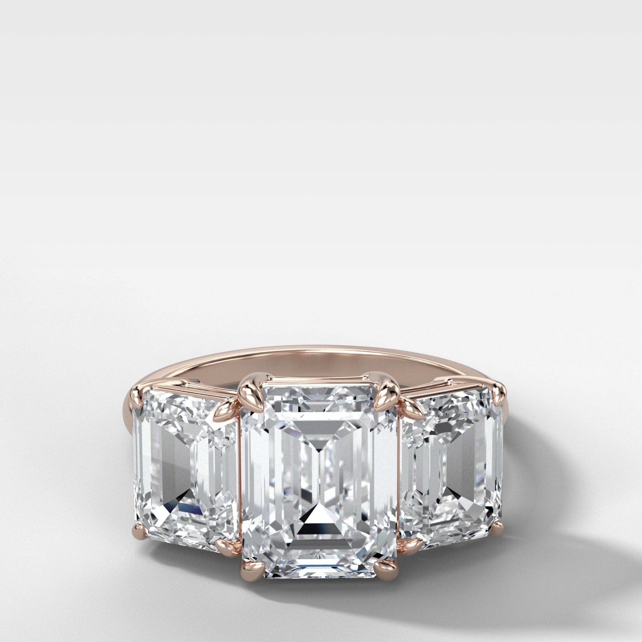 Triad Engagement Ring With Emerald Cut Diamonds
