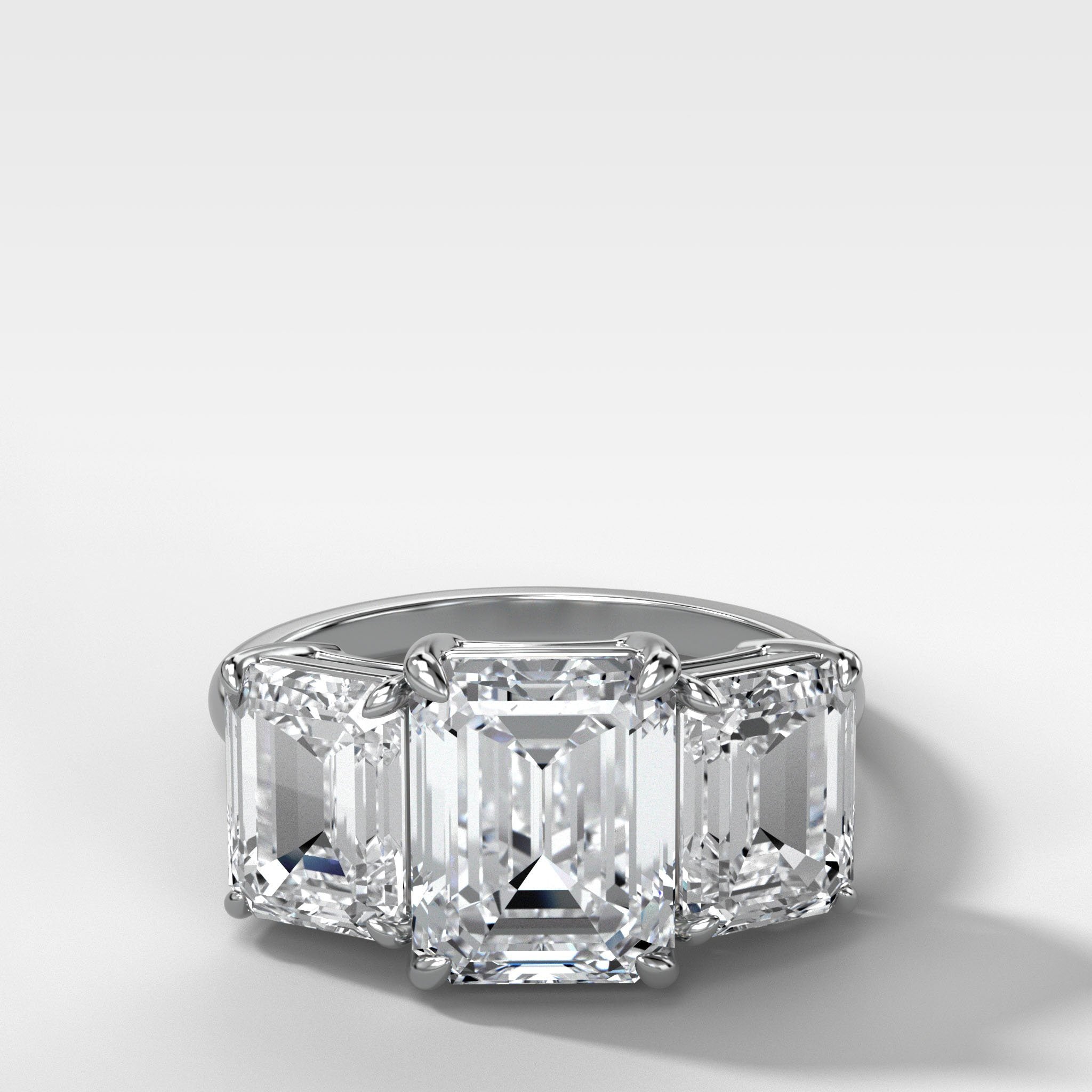 Triad Engagement Ring With Emerald Cut Diamonds