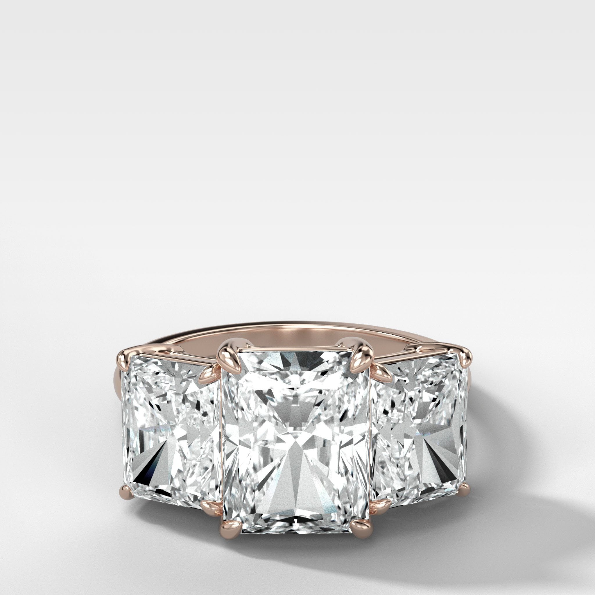 Triad Engagement Ring With Radiant Cut Diamonds