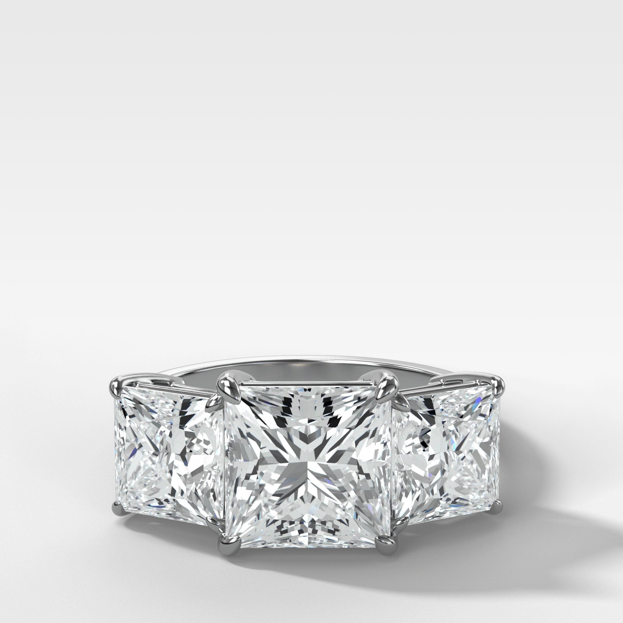 Triad Engagement Ring With Princess Cut Diamonds