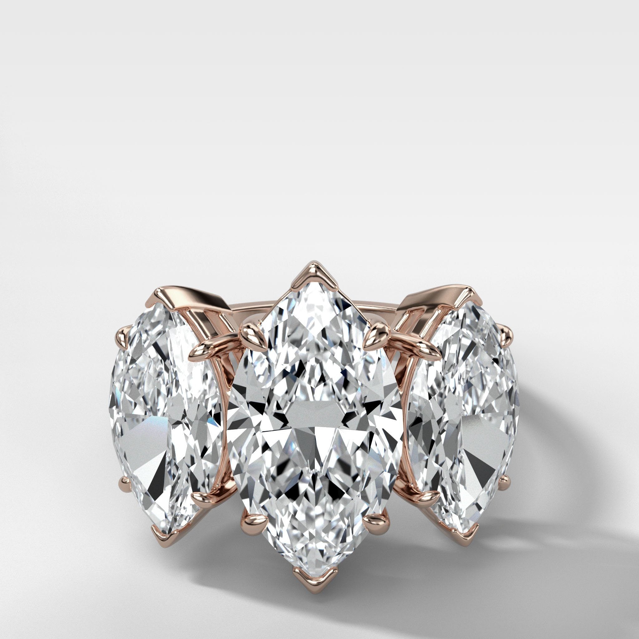 Triad Engagement Ring With Marquise Cut Diamonds