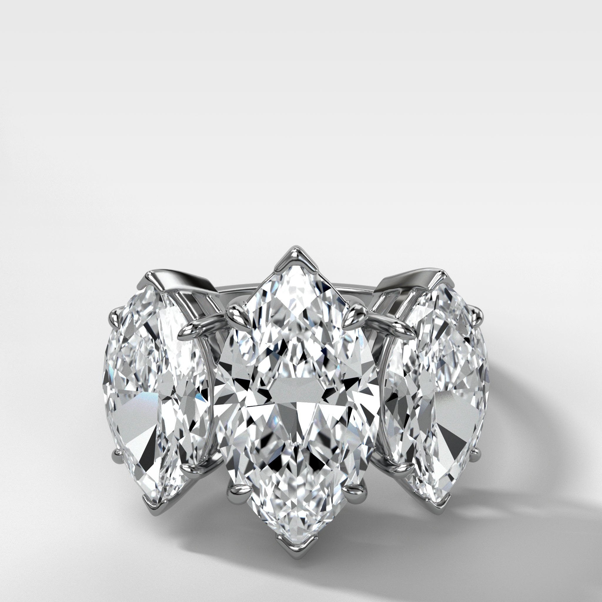 Triad Engagement Ring With Marquise Cut Diamonds