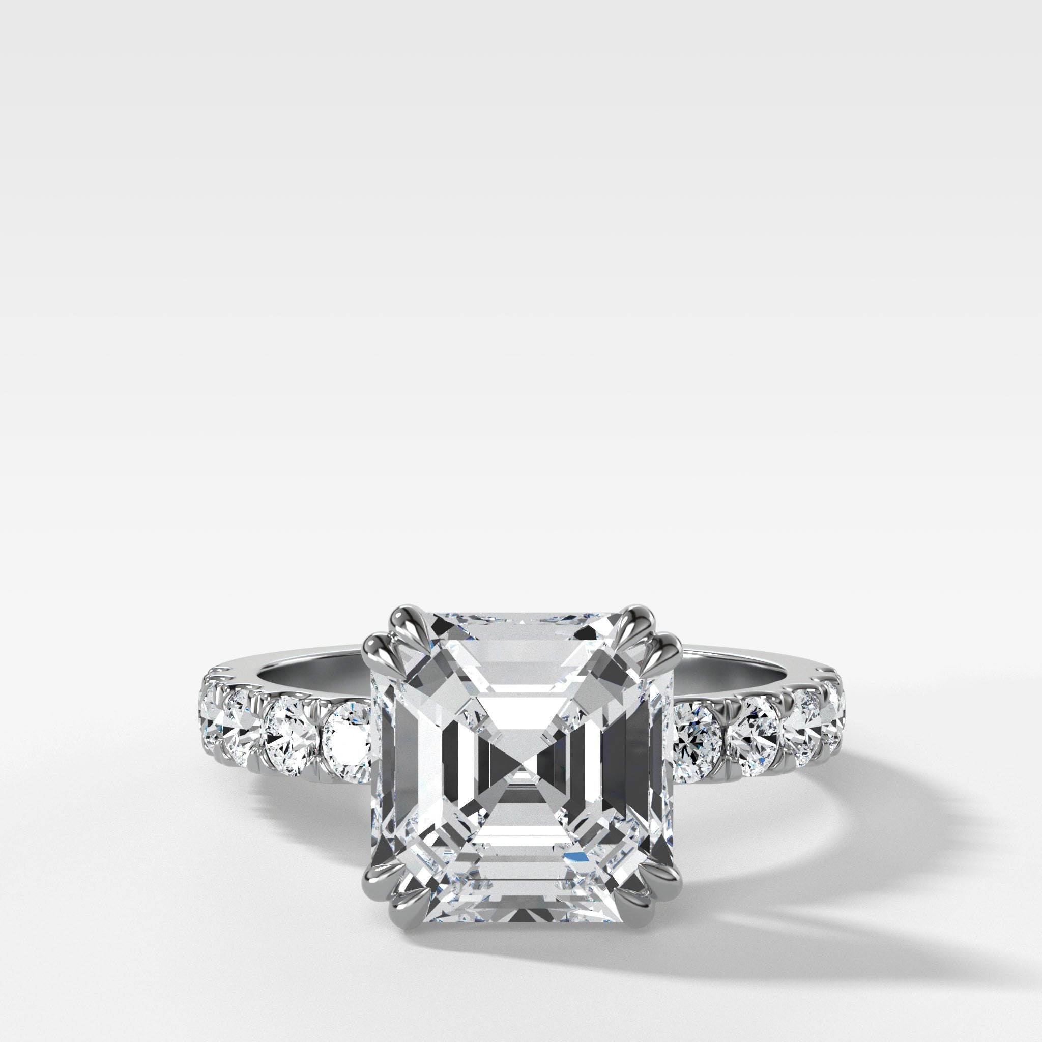 Zenith Engagement Ring With Asscher Cut Diamond