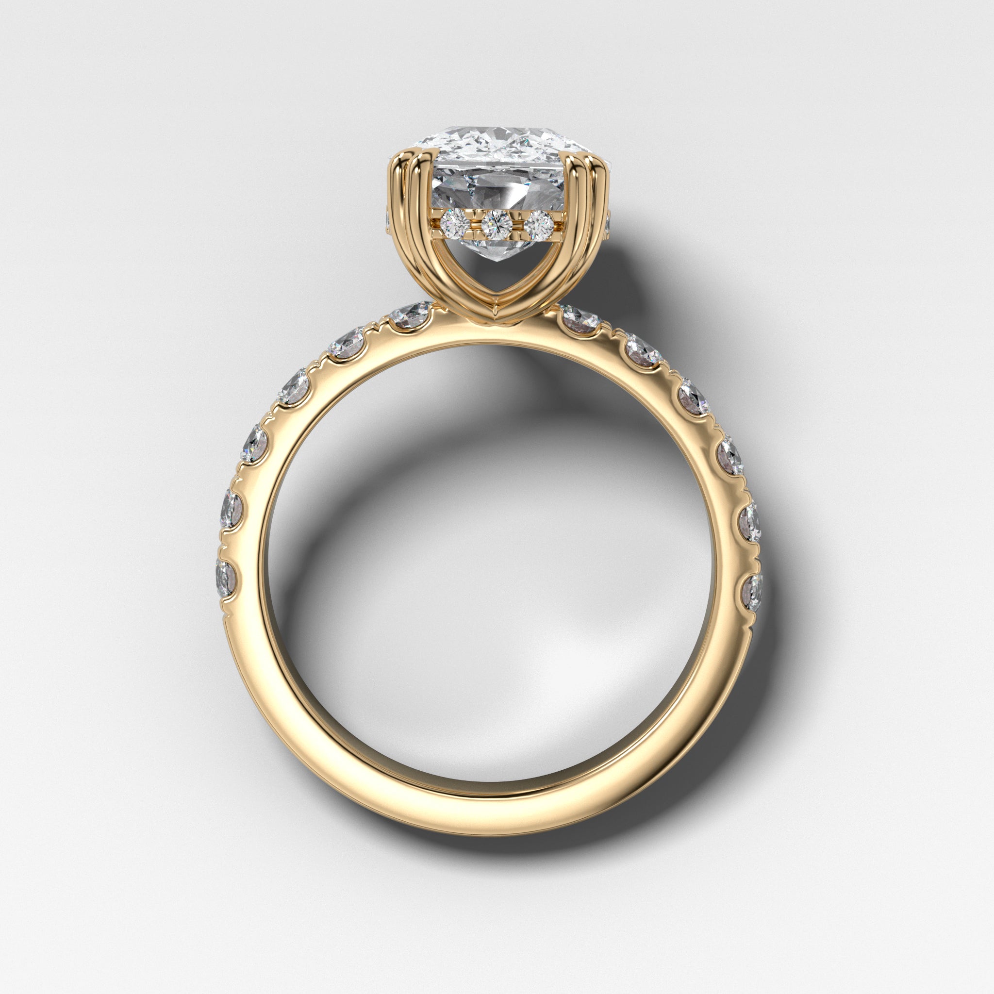 Zenith Engagement Ring With Elongated Cushion Cut Diamond