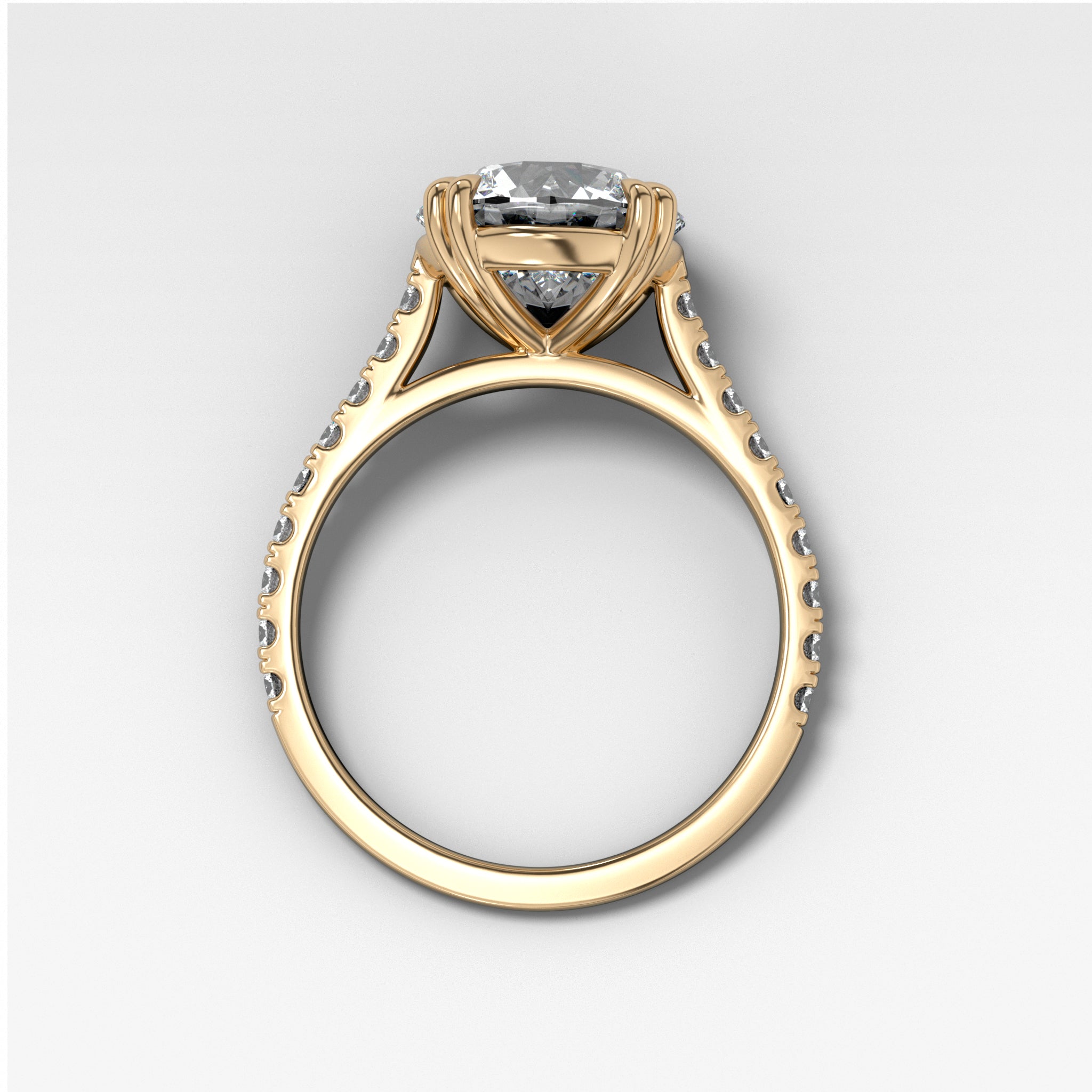 Signature Pavé Engagement Ring With Round Cut Diamond