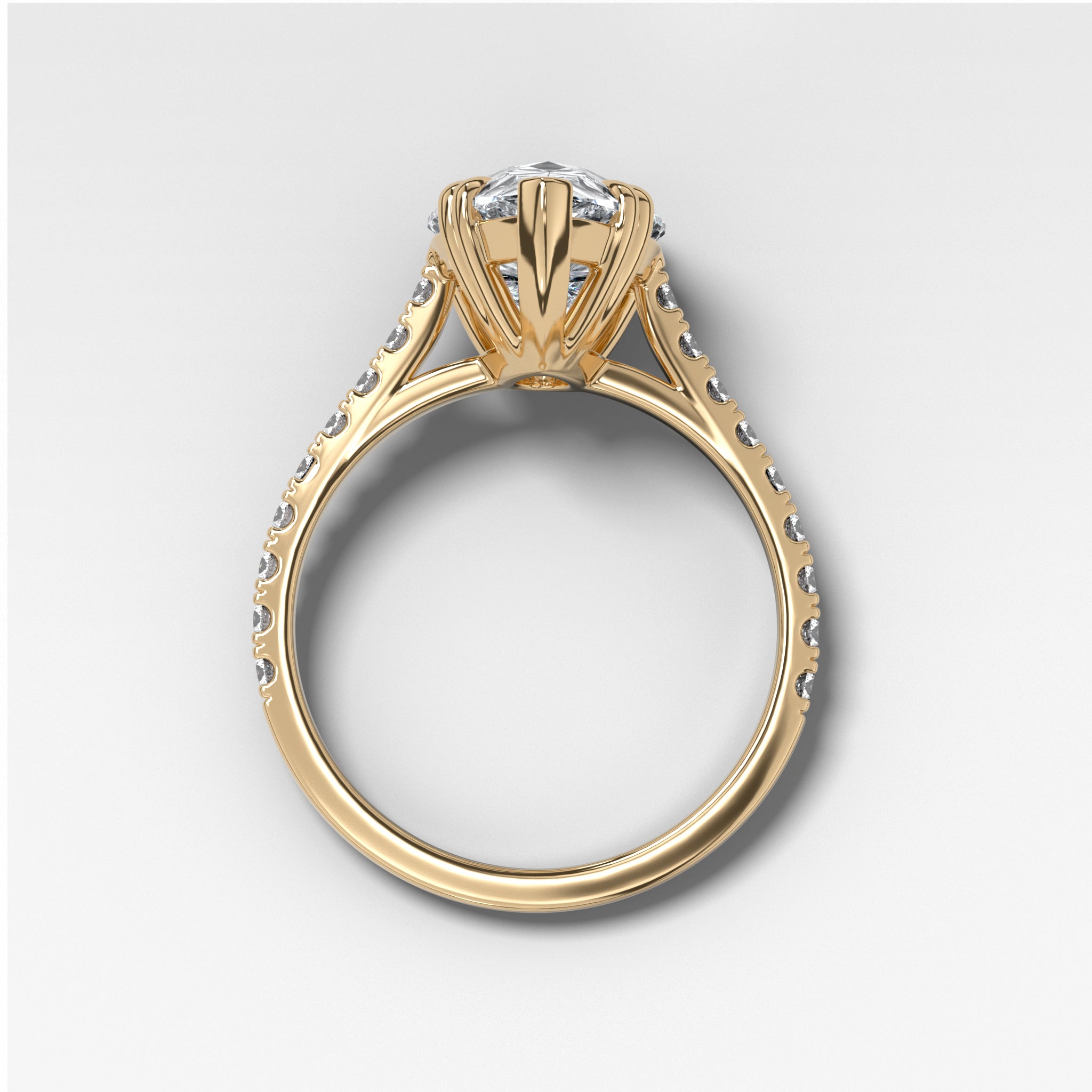 Signature Pavé Engagement Ring With Pear Cut Diamond