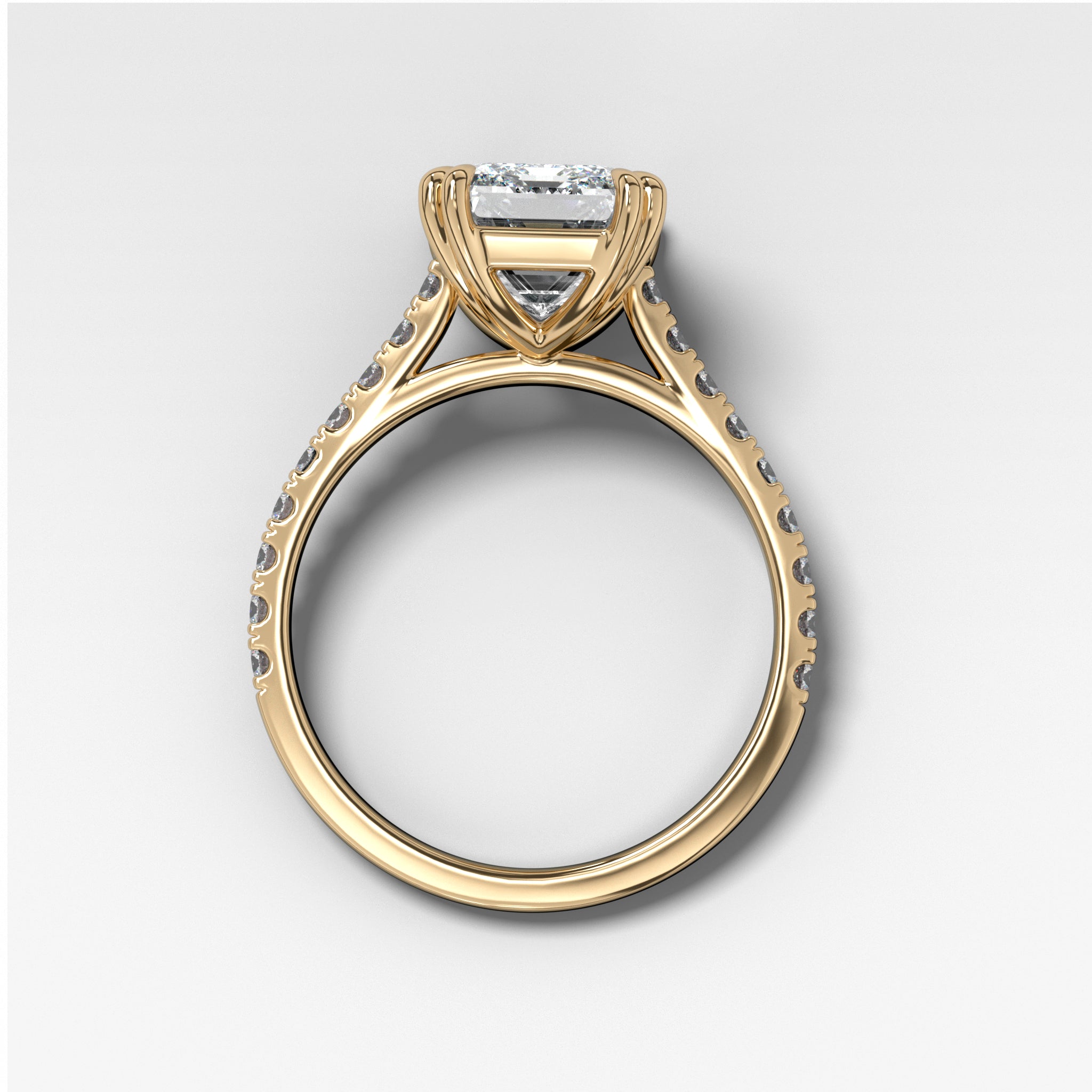 Signature Pavé Engagement Ring With Emerald Cut Diamond