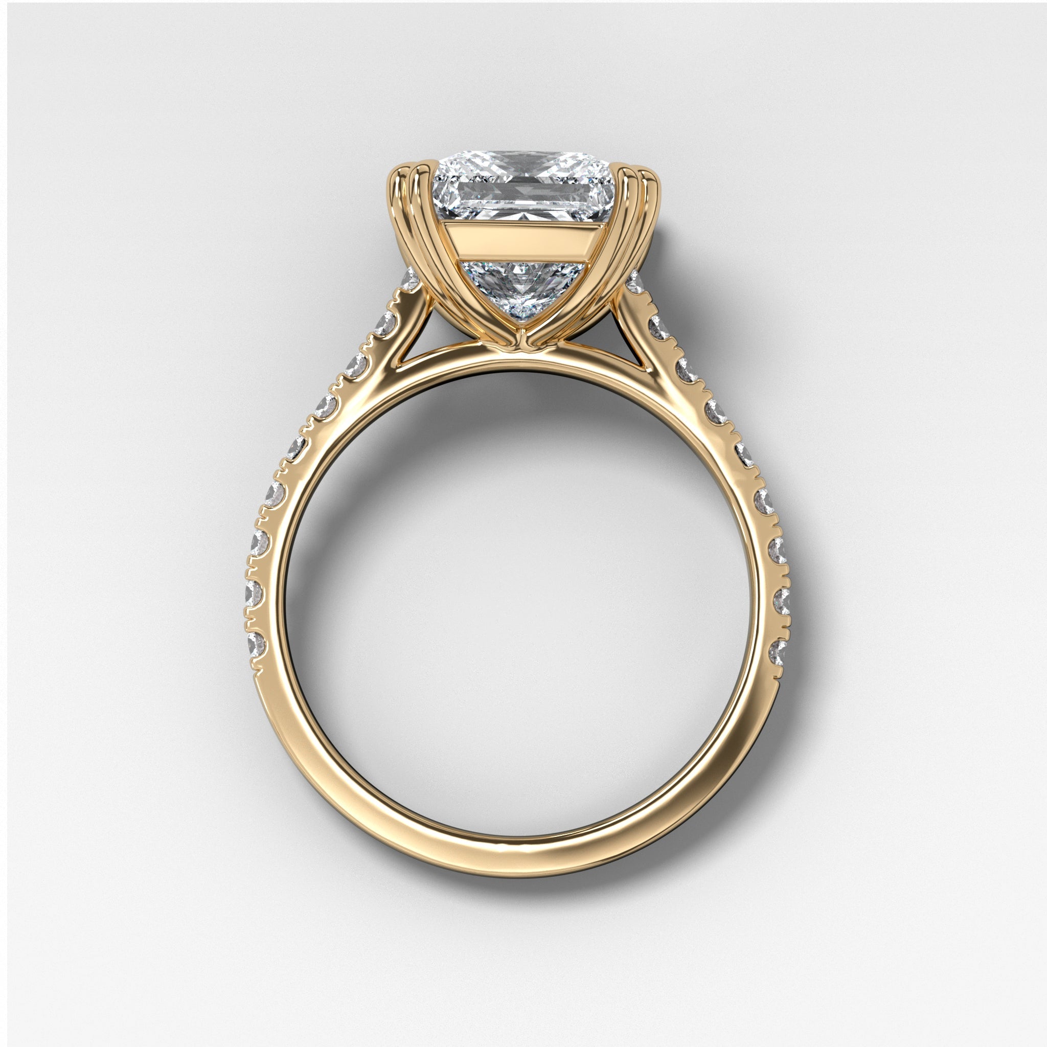 Signature Pavé Engagement Ring With Princess Cut Diamond