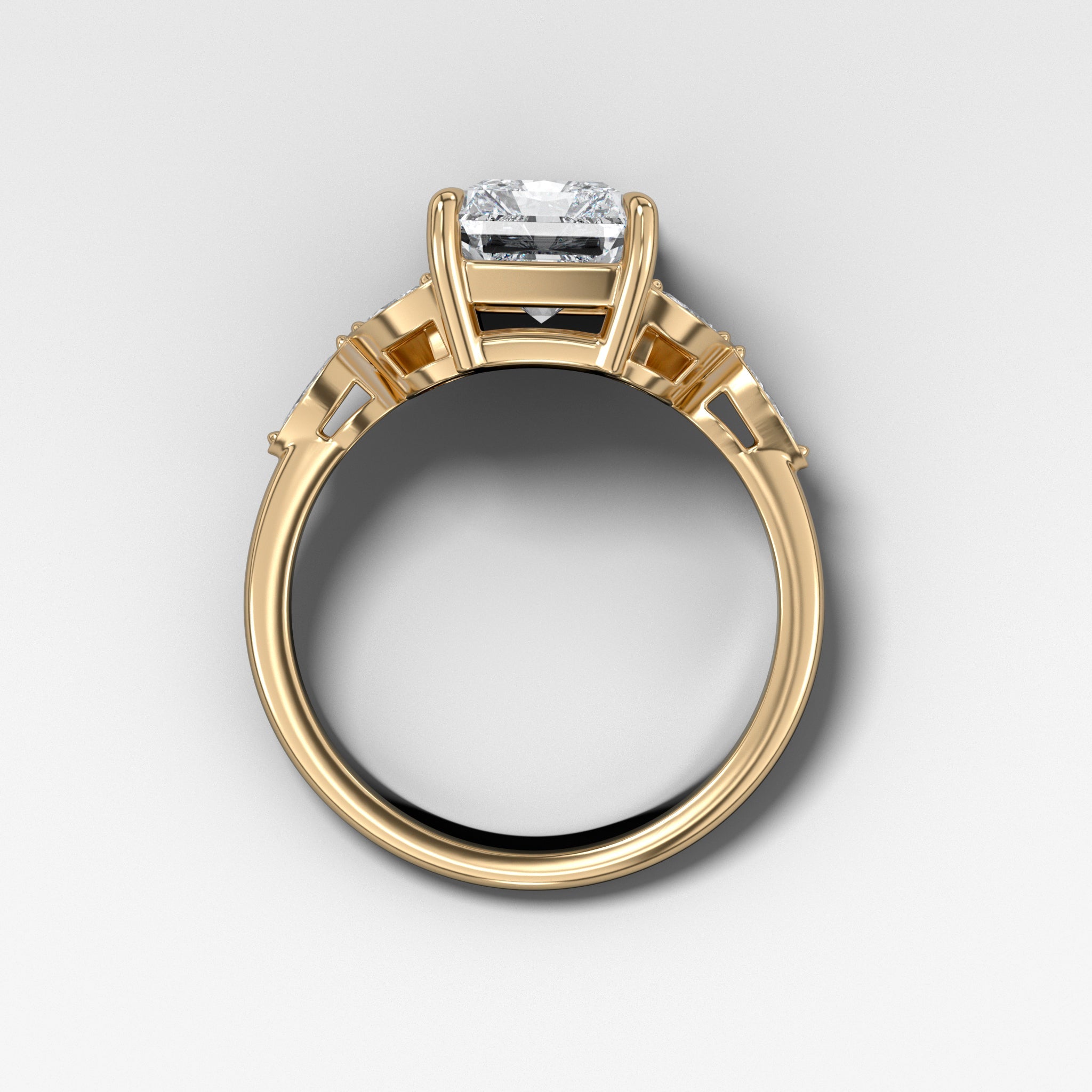 Laurel Engagement Ring With Elongated Radiant Cut Diamond