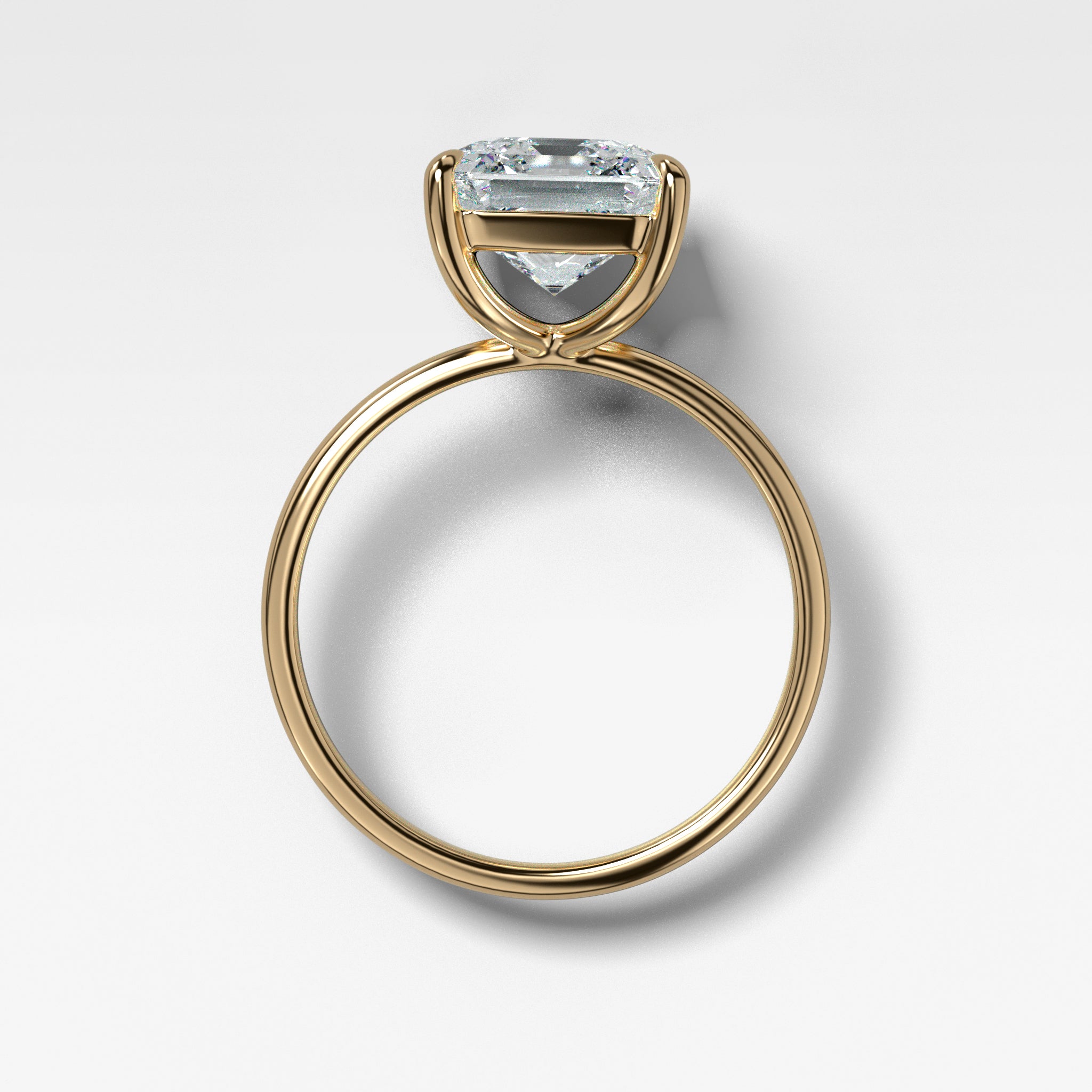 Thin + Simple Solitaire Engagement Ring With Asscher Cut Diamond