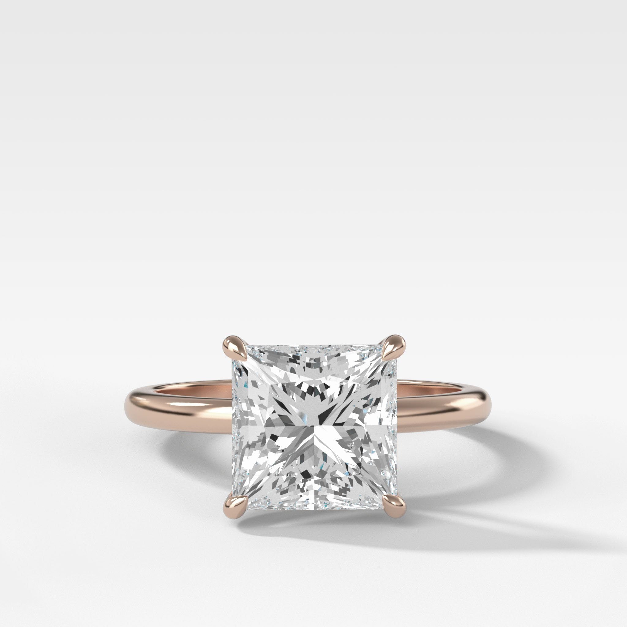 Crescent Solitaire Engagement Ring With Princess Cut Diamond