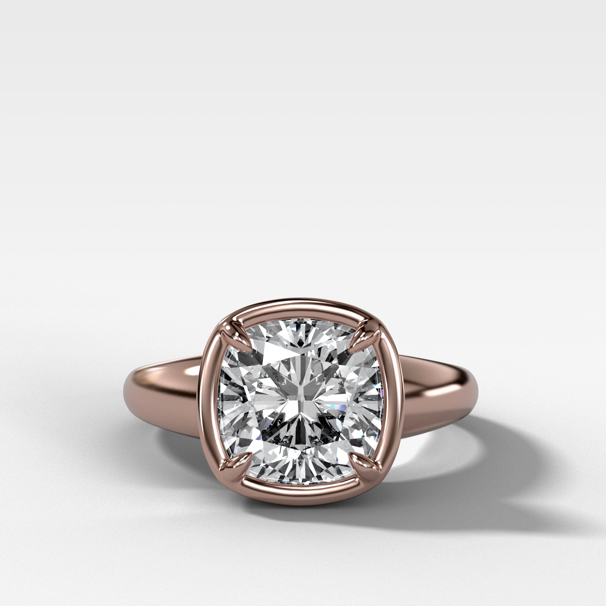 Club Ring Solitaire Engagement Ring With a Cushion Cut Diamond
