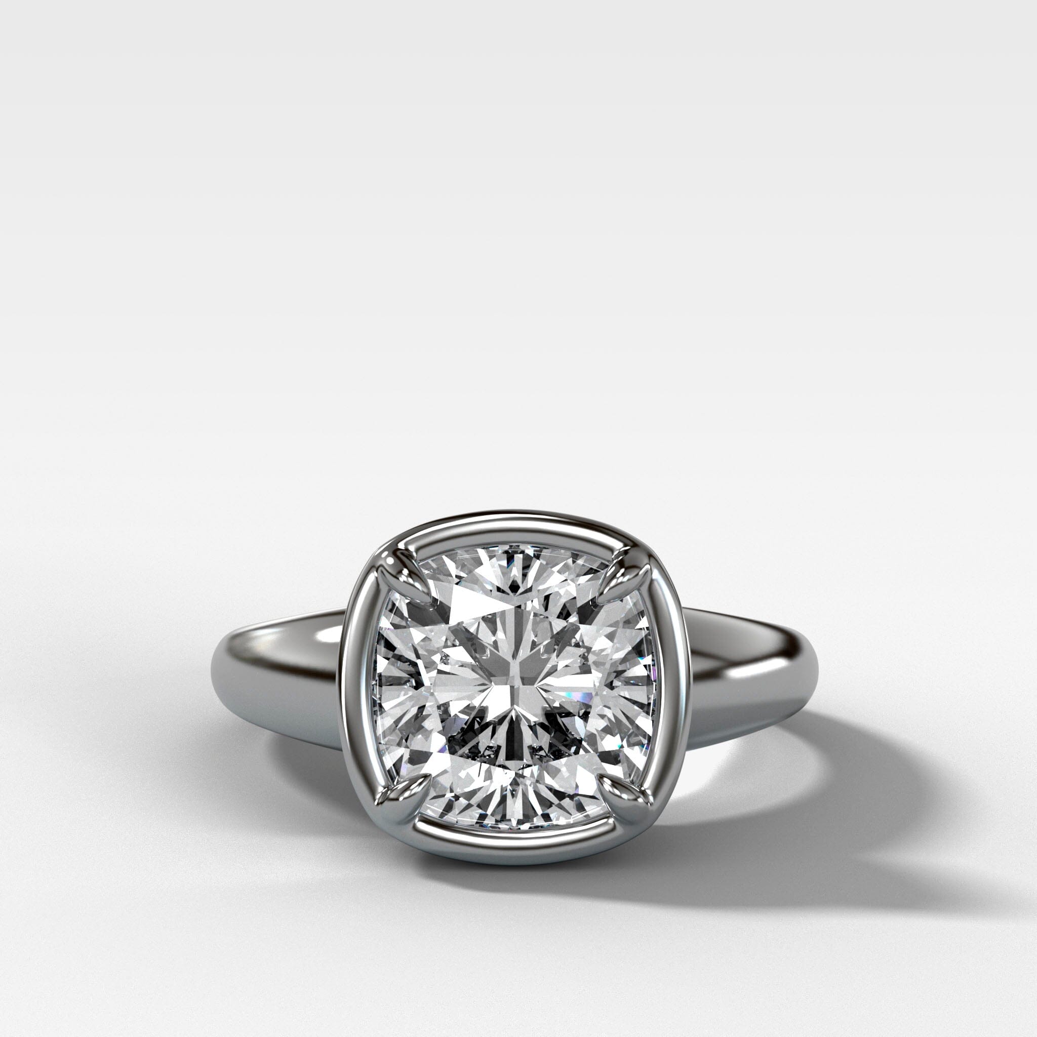 Club Ring Solitaire Engagement Ring With a Cushion Cut Diamond
