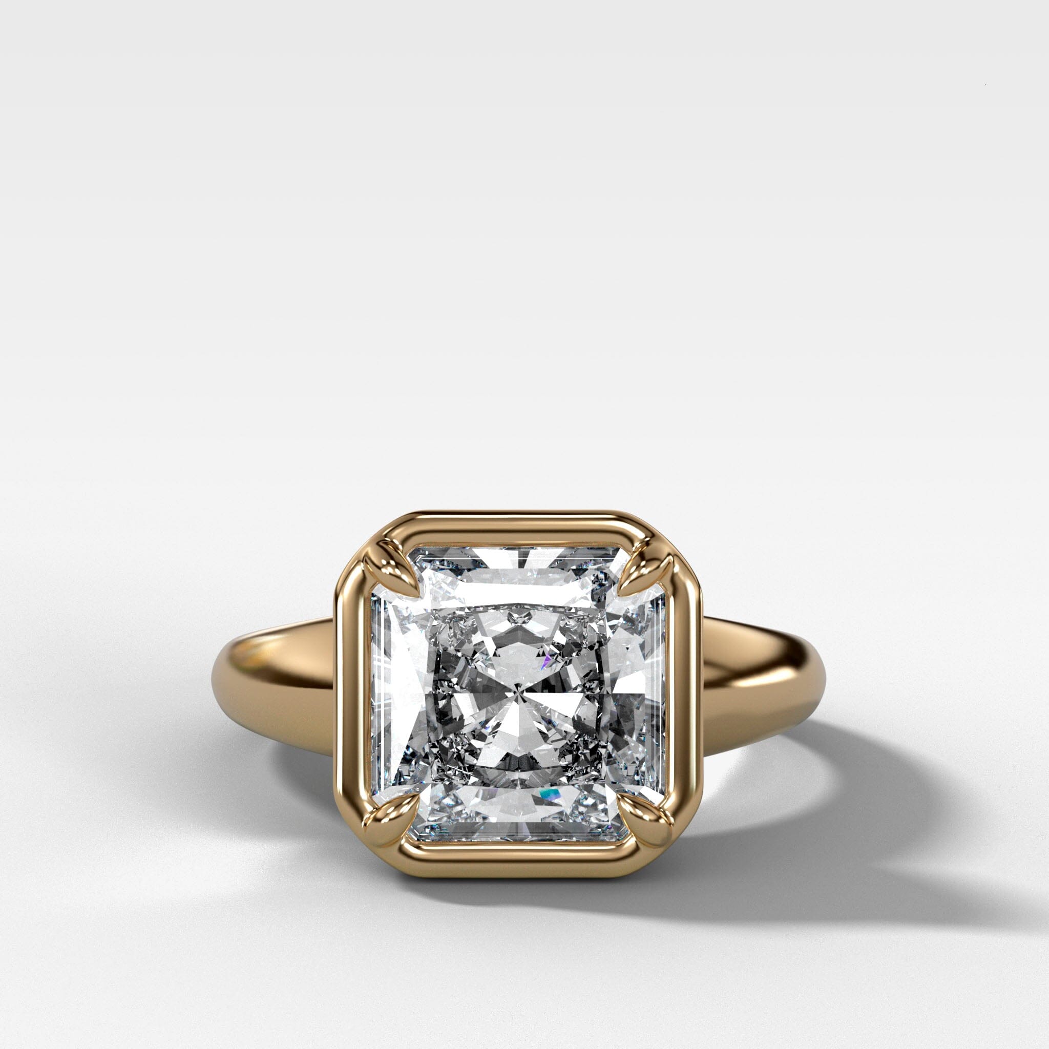 Club Ring Solitaire Engagement Ring With a Radiant Cut Diamond
