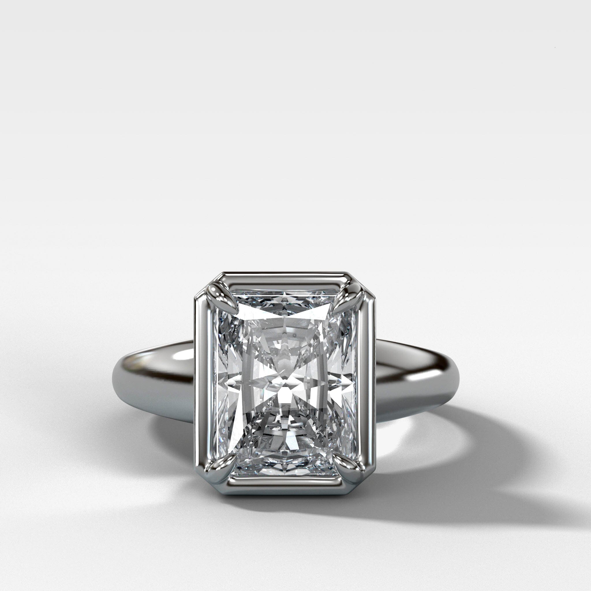 Club Ring Solitaire Engagement Ring With an Elongated Radiant Cut Diamond