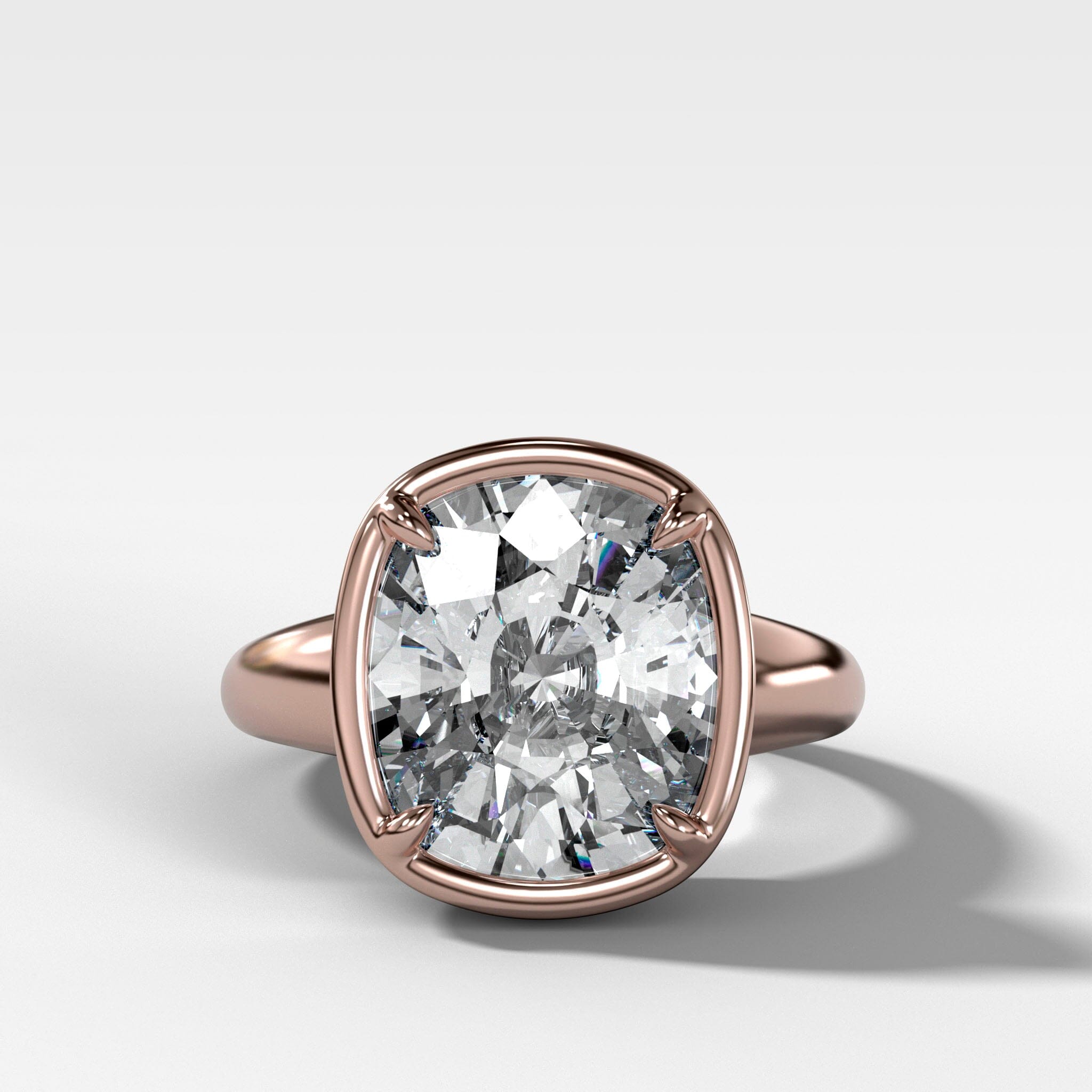Club Ring Solitaire Engagement Ring With an Elongated Cushion Cut Diamond