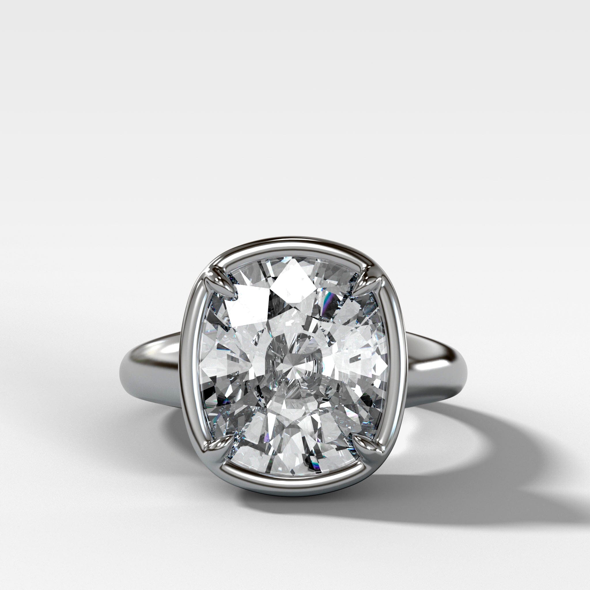 Club Ring Solitaire Engagement Ring With an Elongated Cushion Cut Diamond