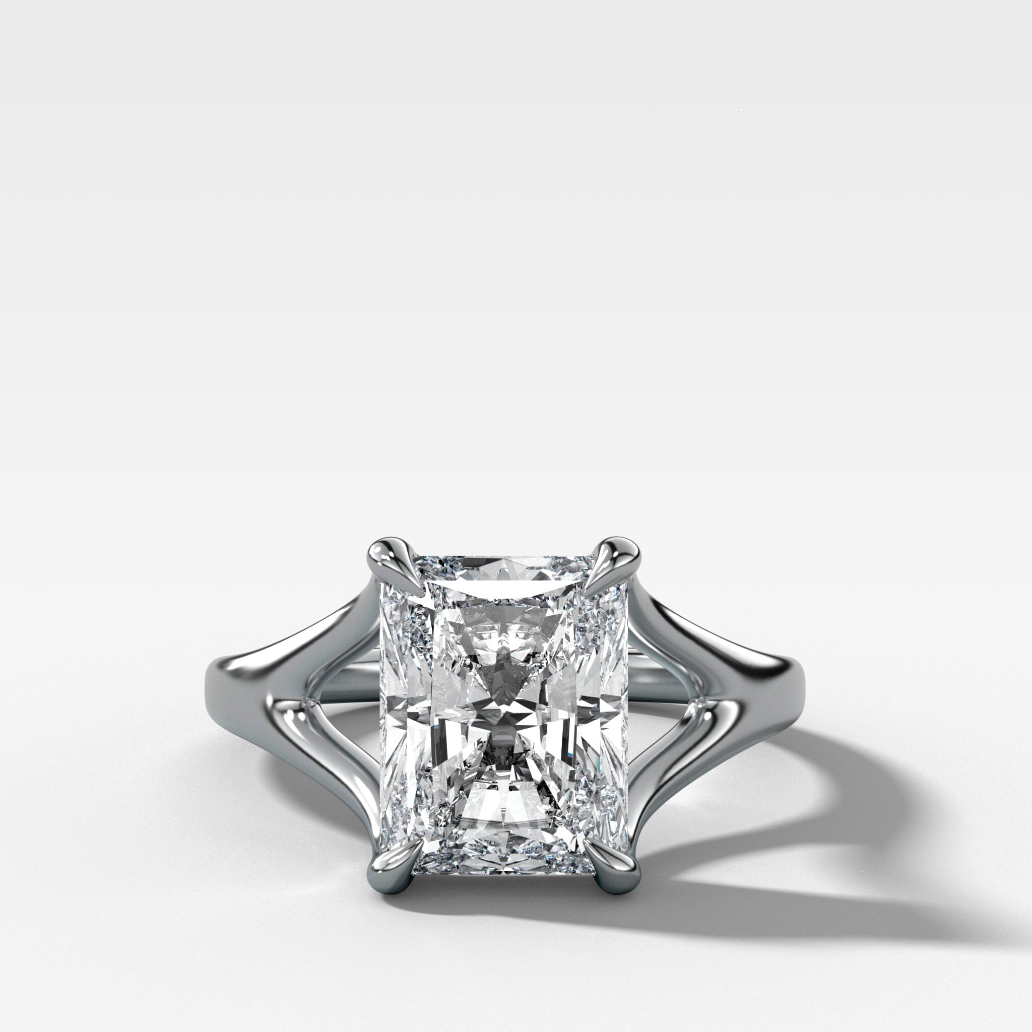 Split Shank Solitaire Engagement Ring with Radiant Cut Diamond